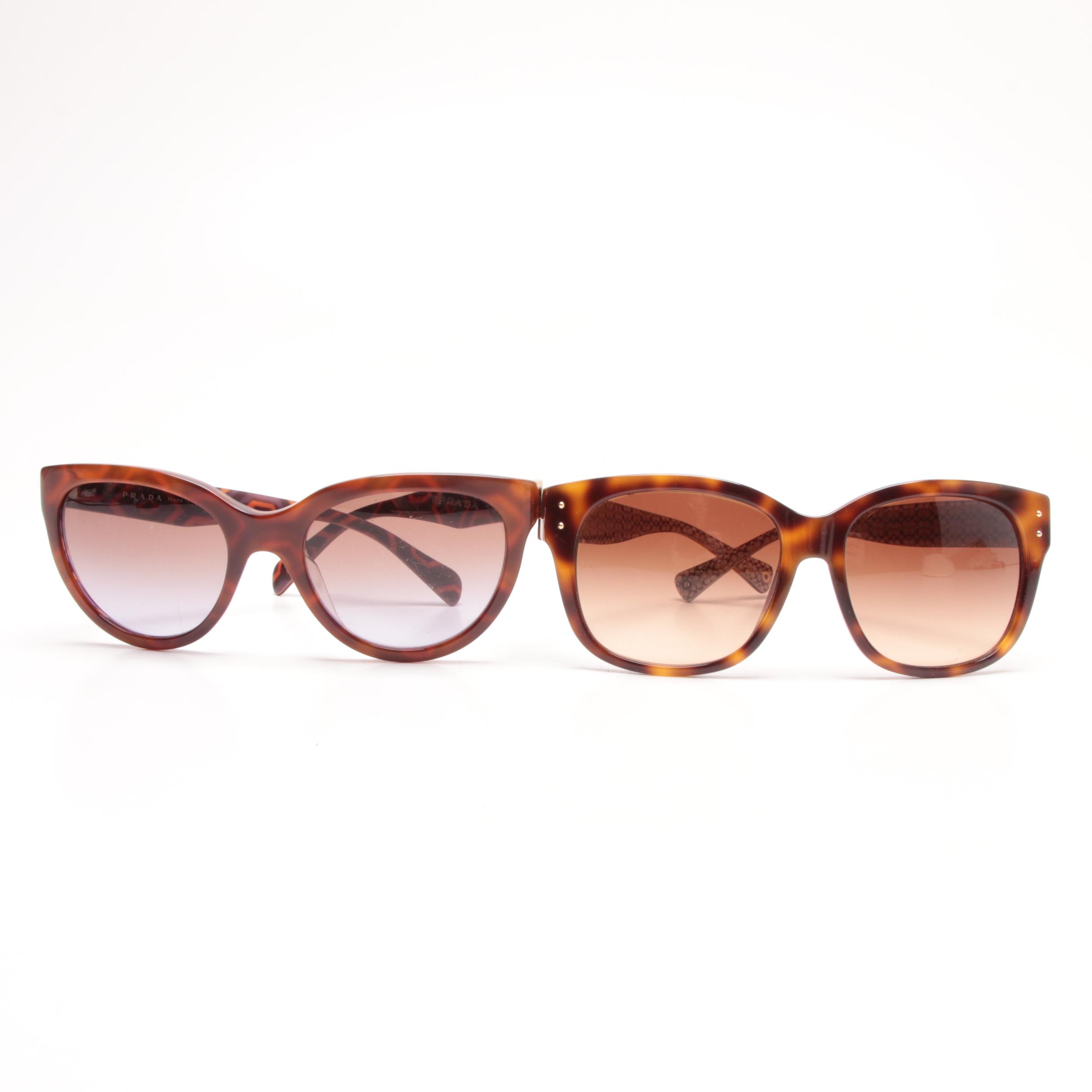 Prada and Coach Sienna Tortoiseshell Style Sunglasses with Cases