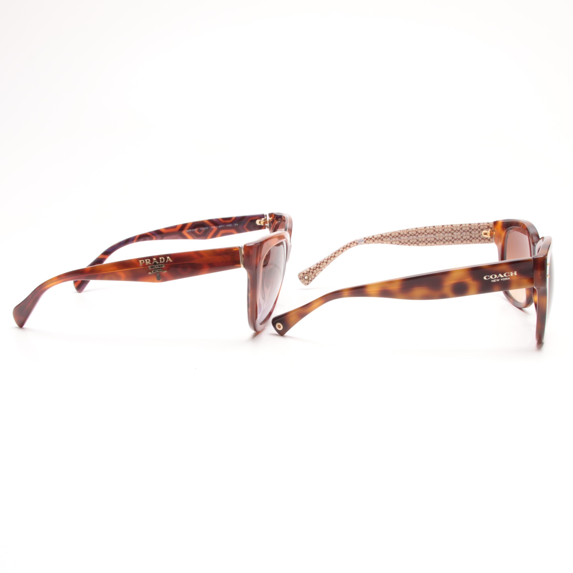 Prada and Coach Sienna Tortoiseshell Style Sunglasses with Cases