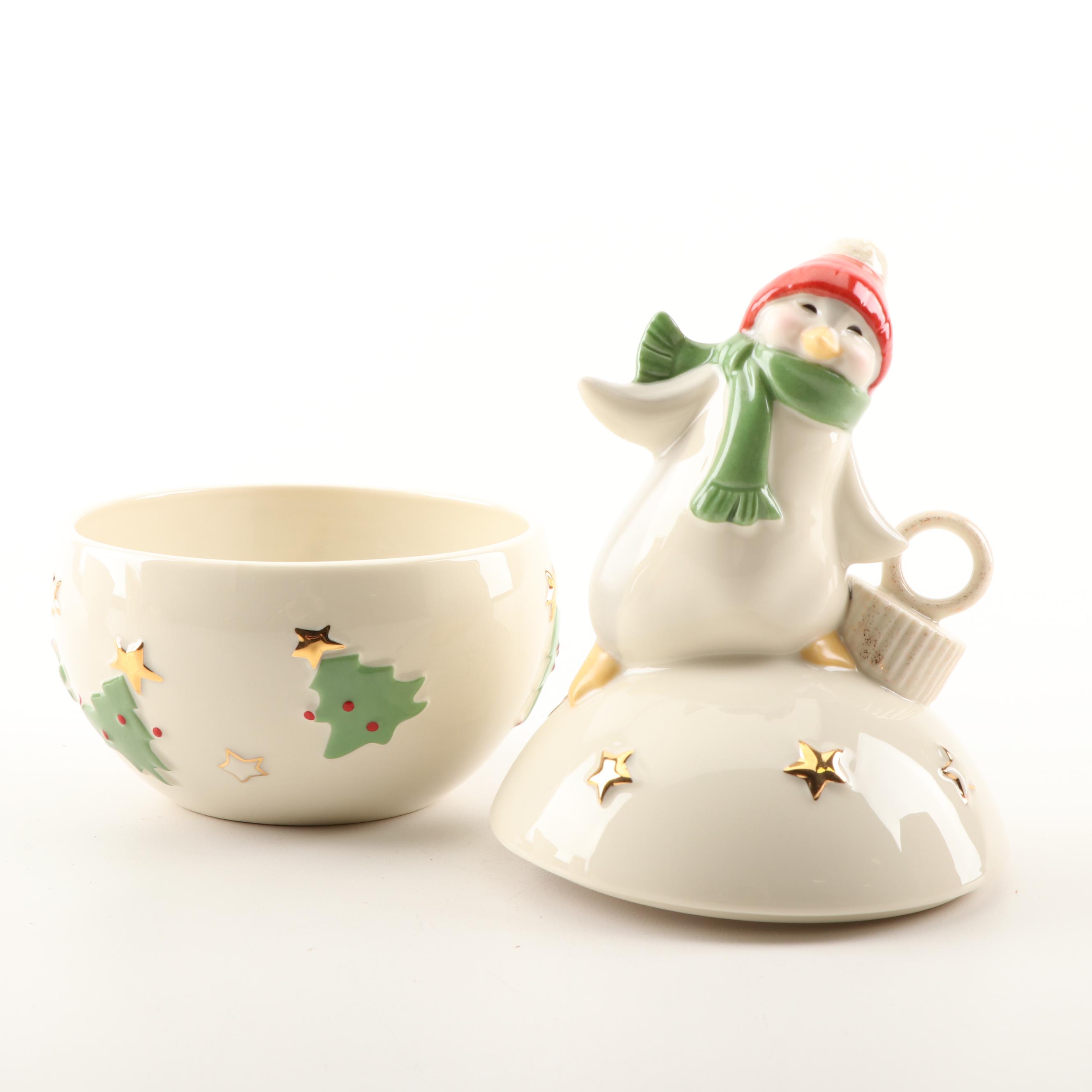 Lenox Christmas Decor Featuring Penguin Music Box