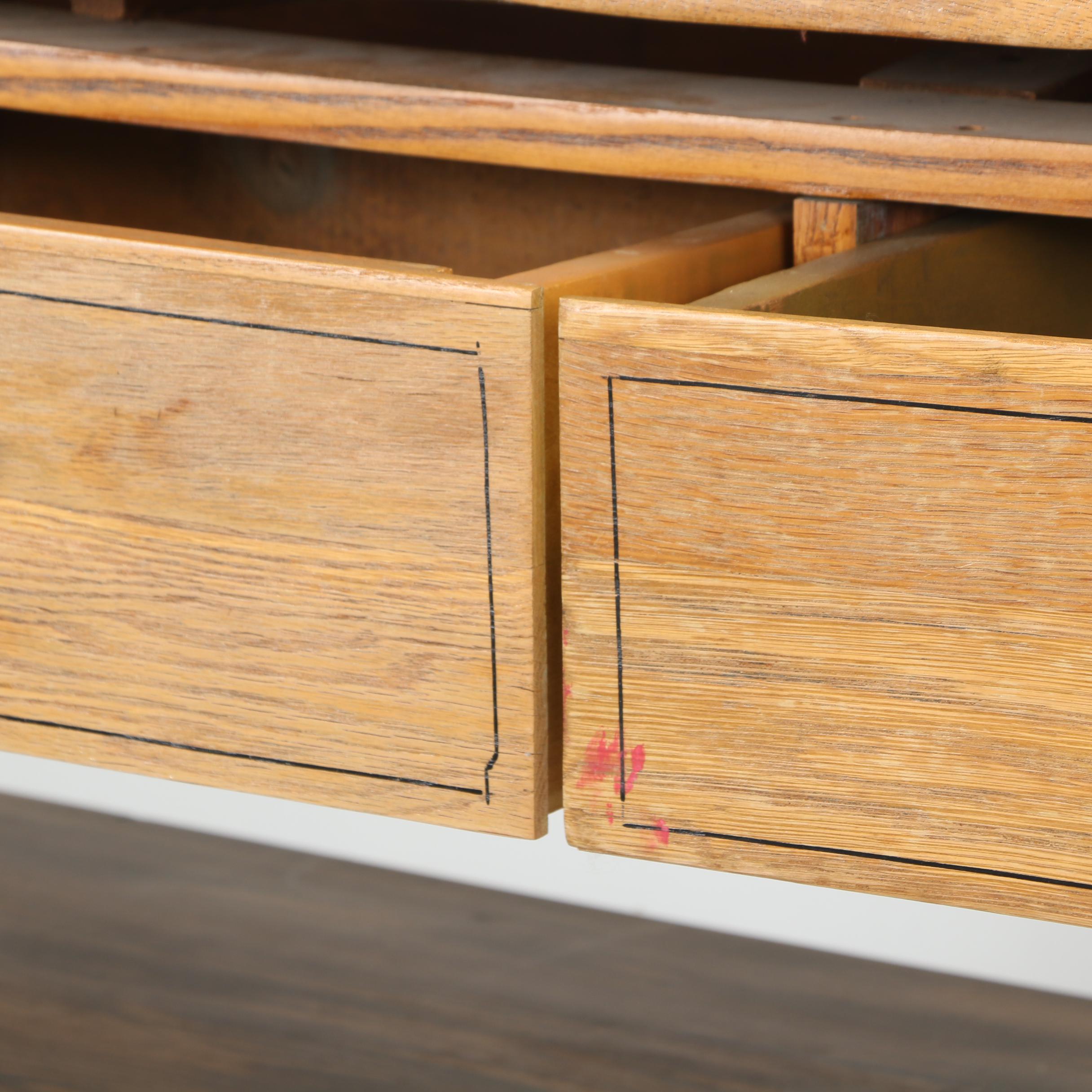 Oversized Oak Train Station Desk, Norfolk & Western Railway, Early 20th Century