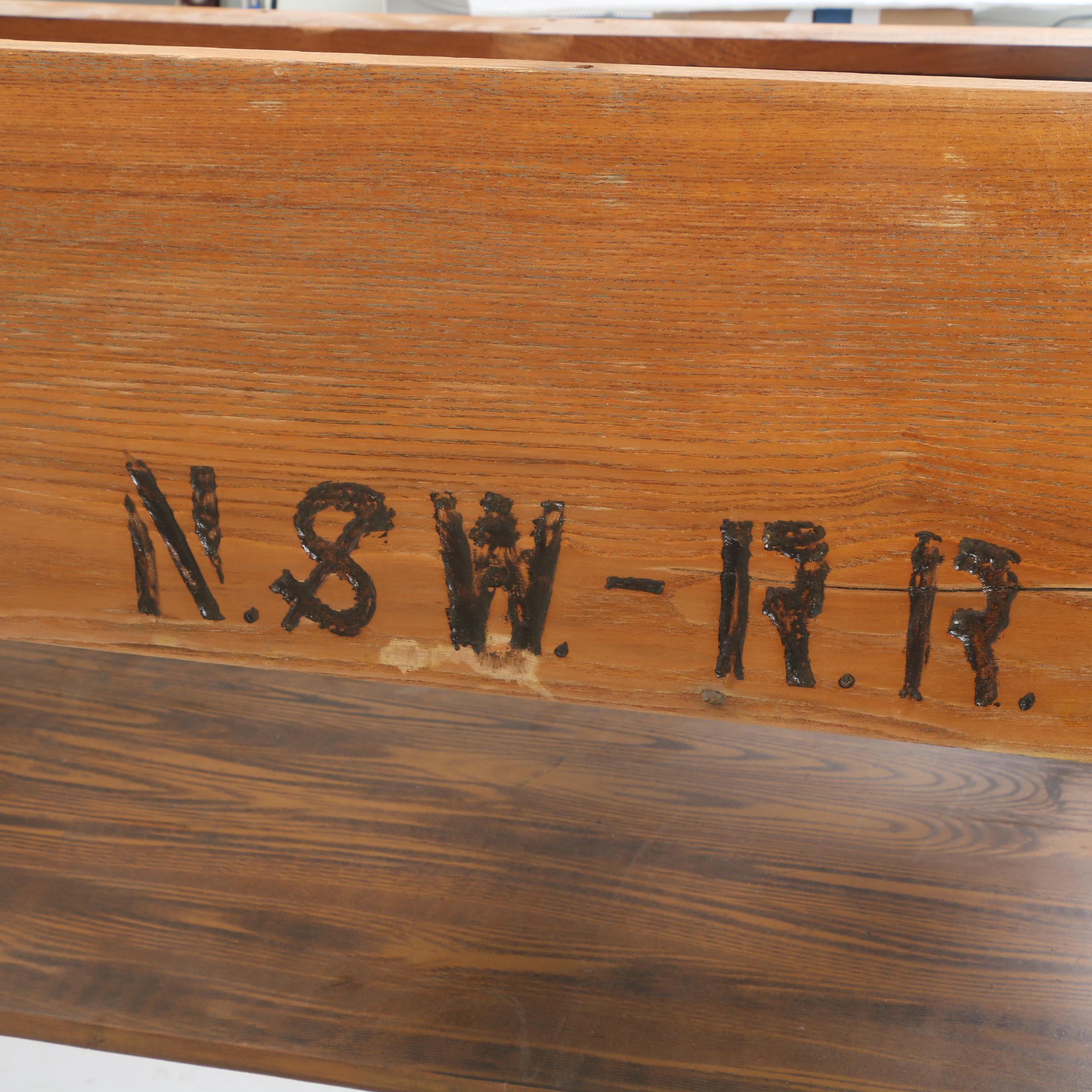Oversized Oak Train Station Desk, Norfolk & Western Railway, Early 20th Century