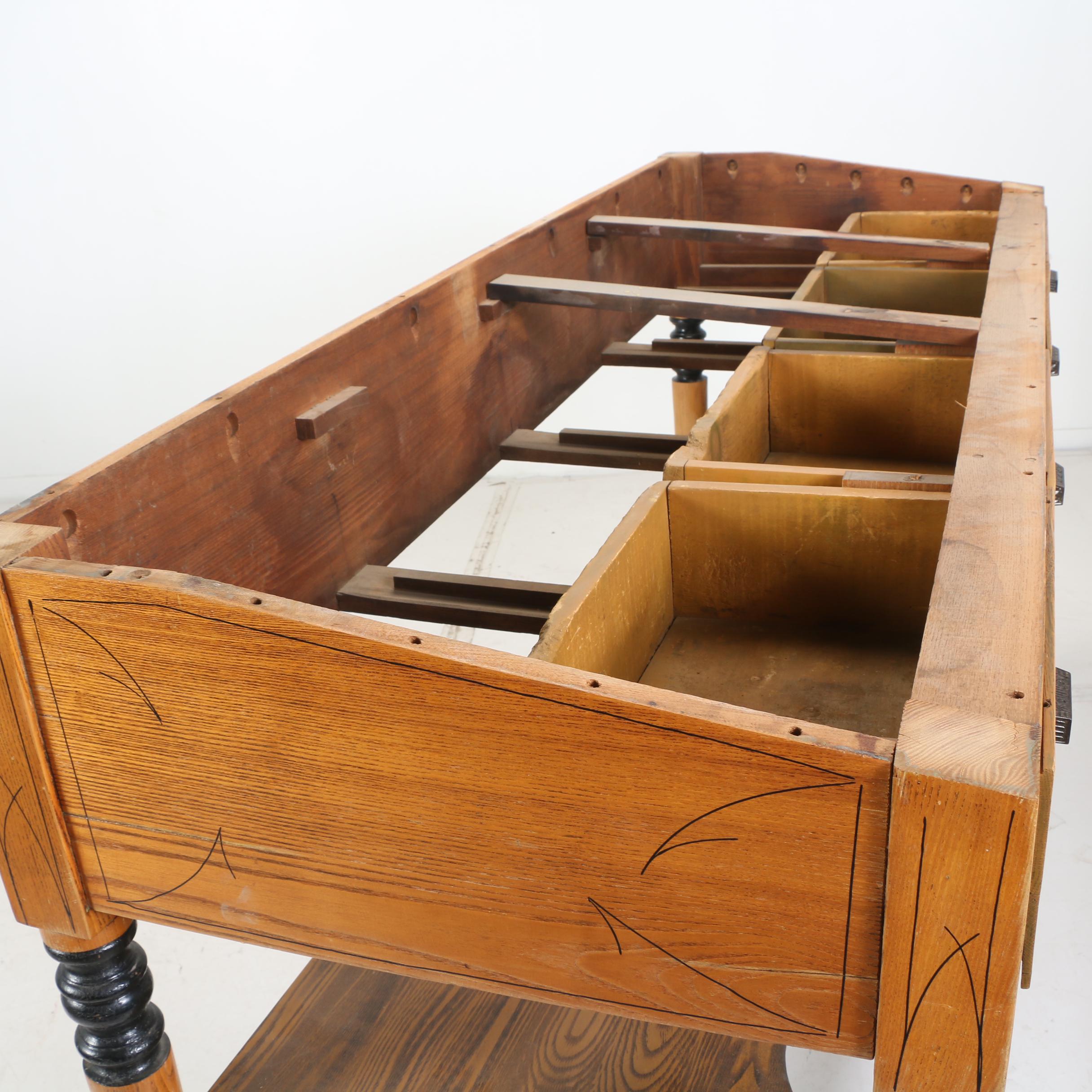 Oversized Oak Train Station Desk, Norfolk & Western Railway, Early 20th Century