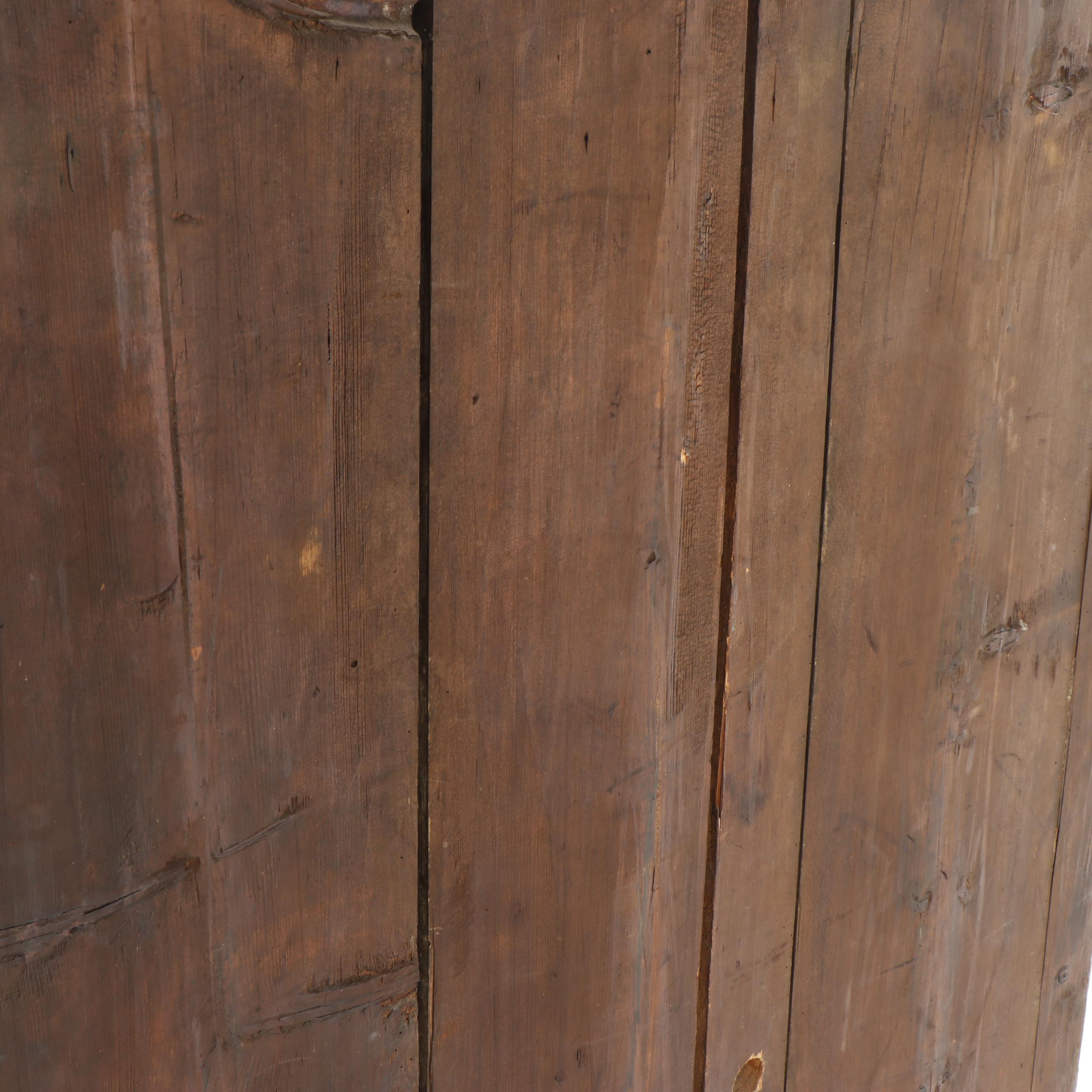 Scandinavian Ornate Hand-Painted Pine Armoire, 1860-1870s