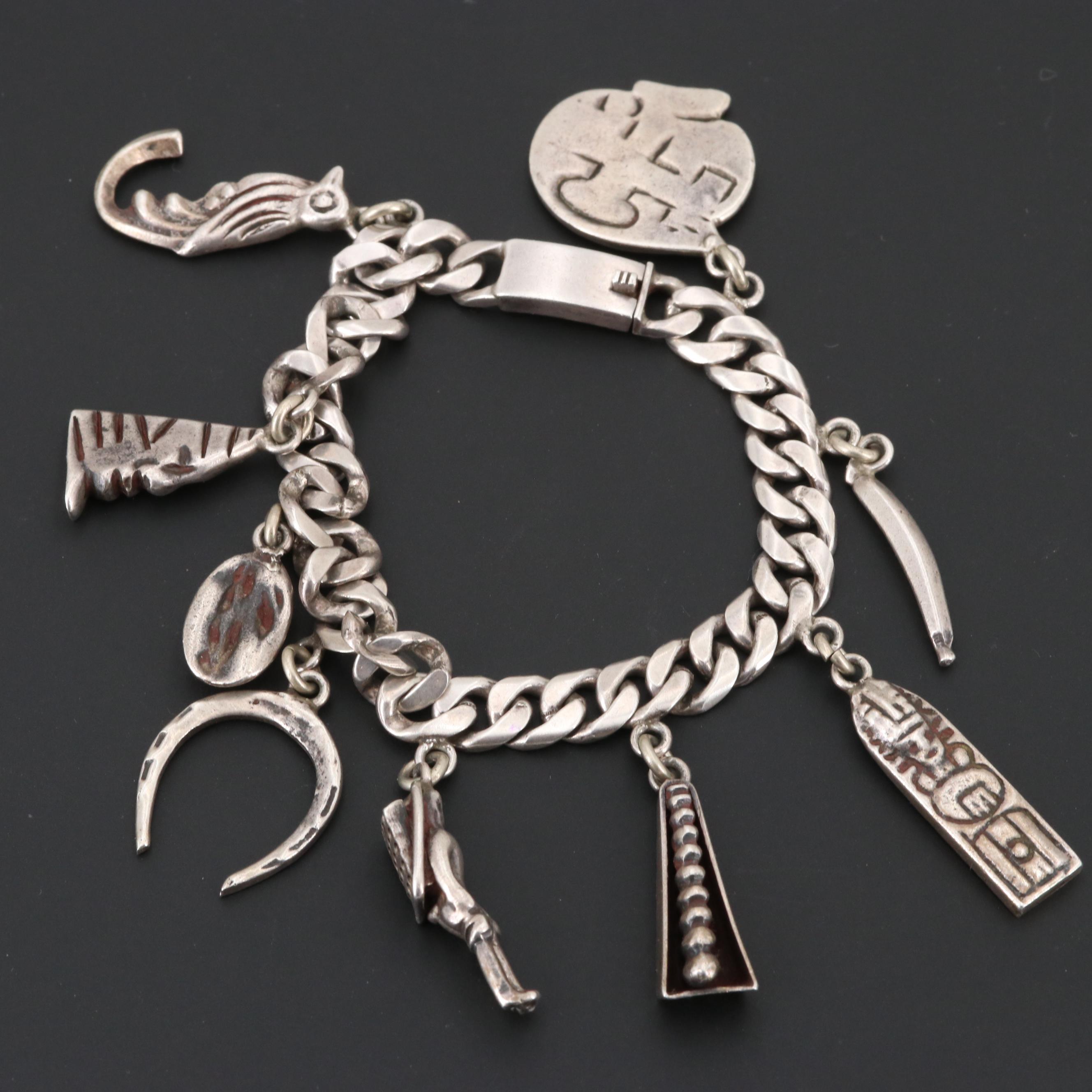 Mexican Sterling Silver Bracelets Including Imitation Gemstones