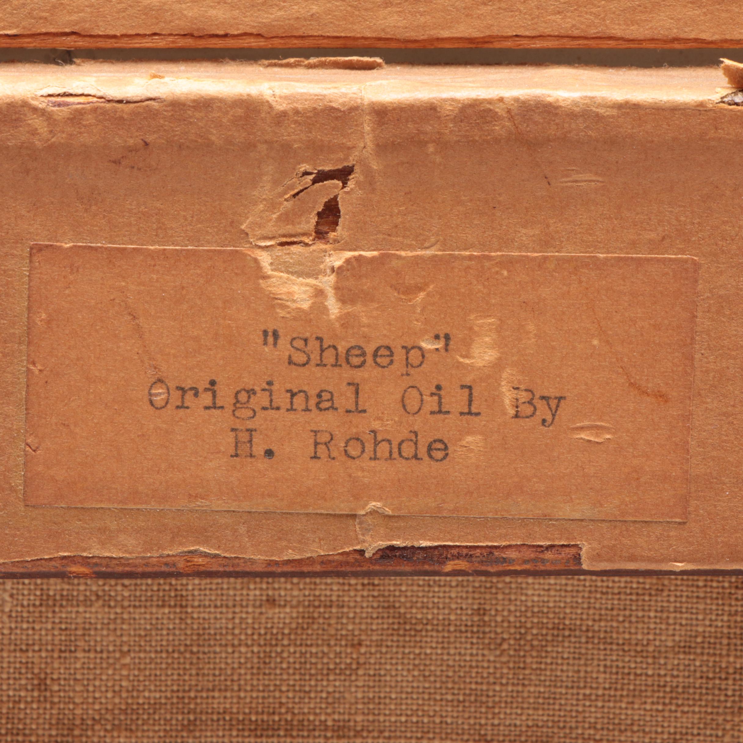 19th Century Herman Rohde Grazing Flock Oil Painting