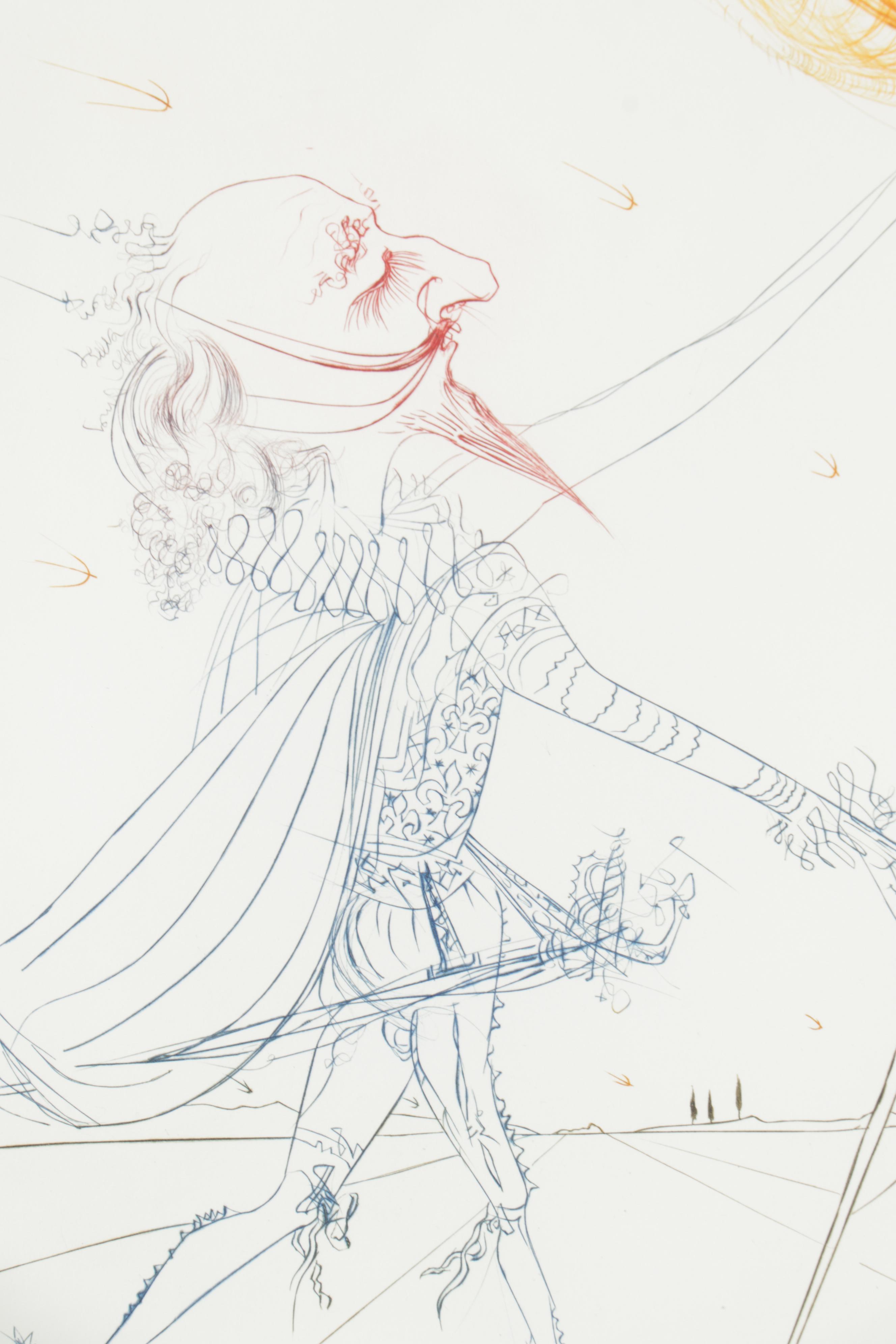 Salvador Dalí Colored Etching "Famous Loves: Cyrano de Bergerac and Roxanne"