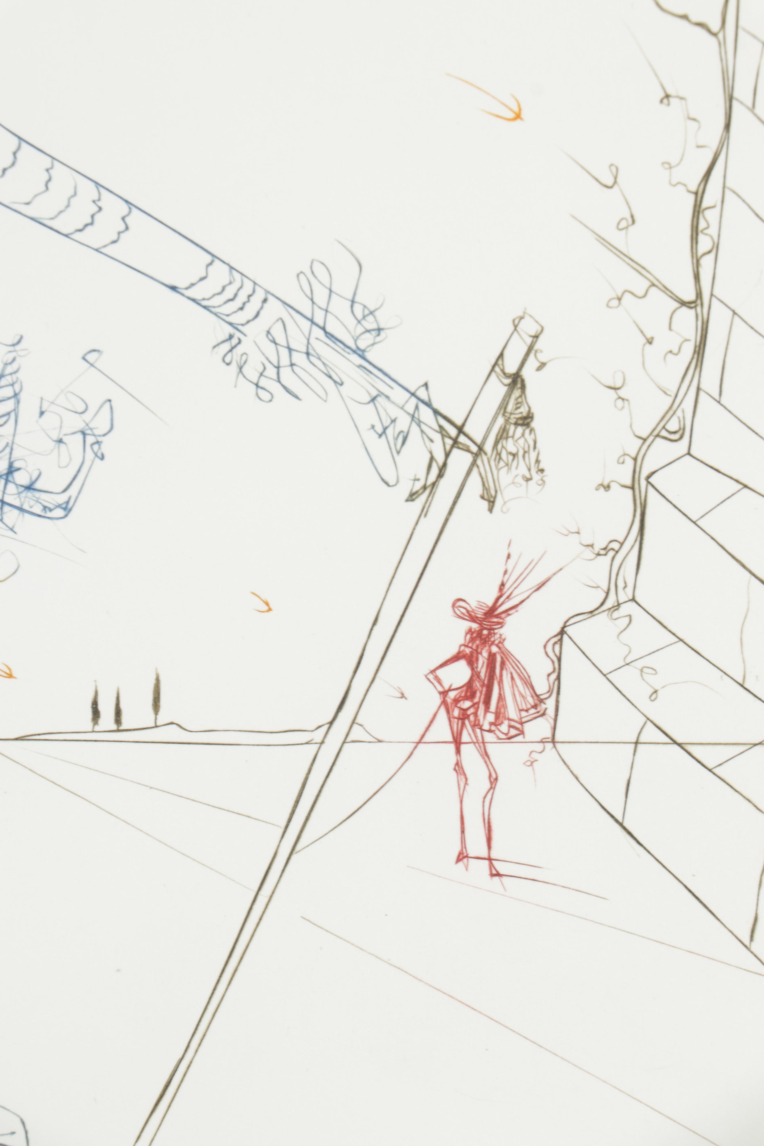 Salvador Dalí Colored Etching "Famous Loves: Cyrano de Bergerac and Roxanne"