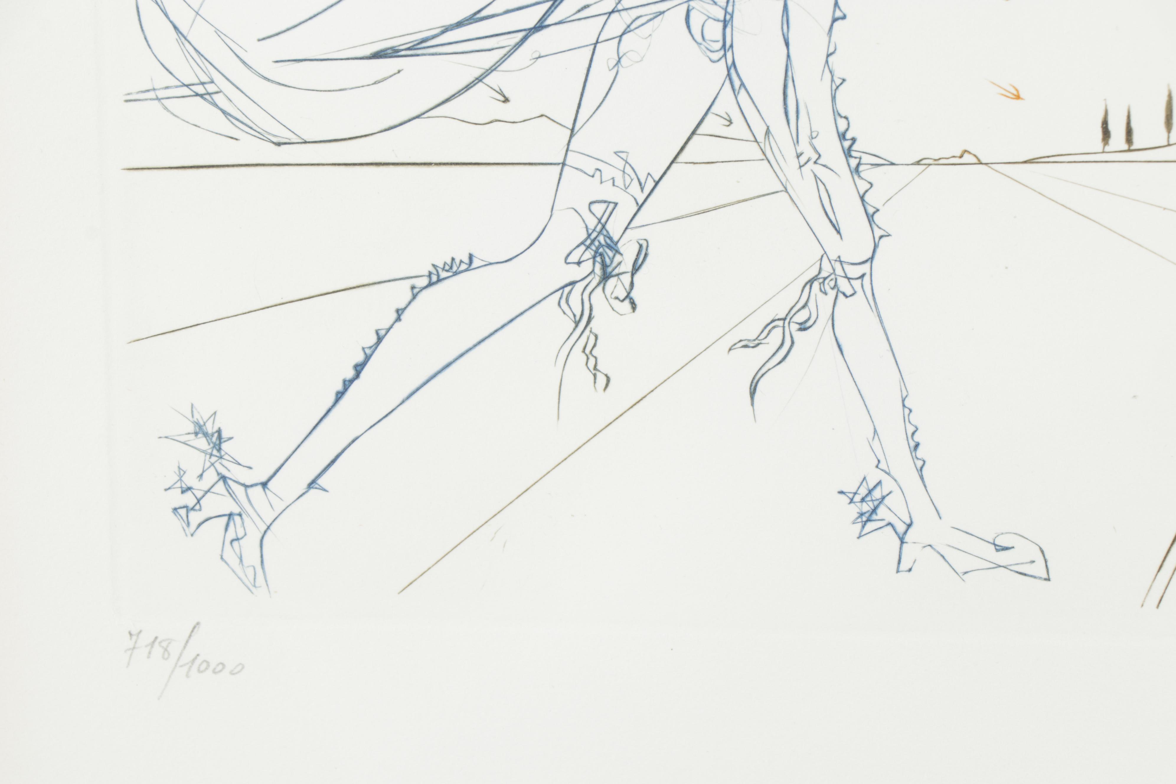 Salvador Dalí Colored Etching "Famous Loves: Cyrano de Bergerac and Roxanne"