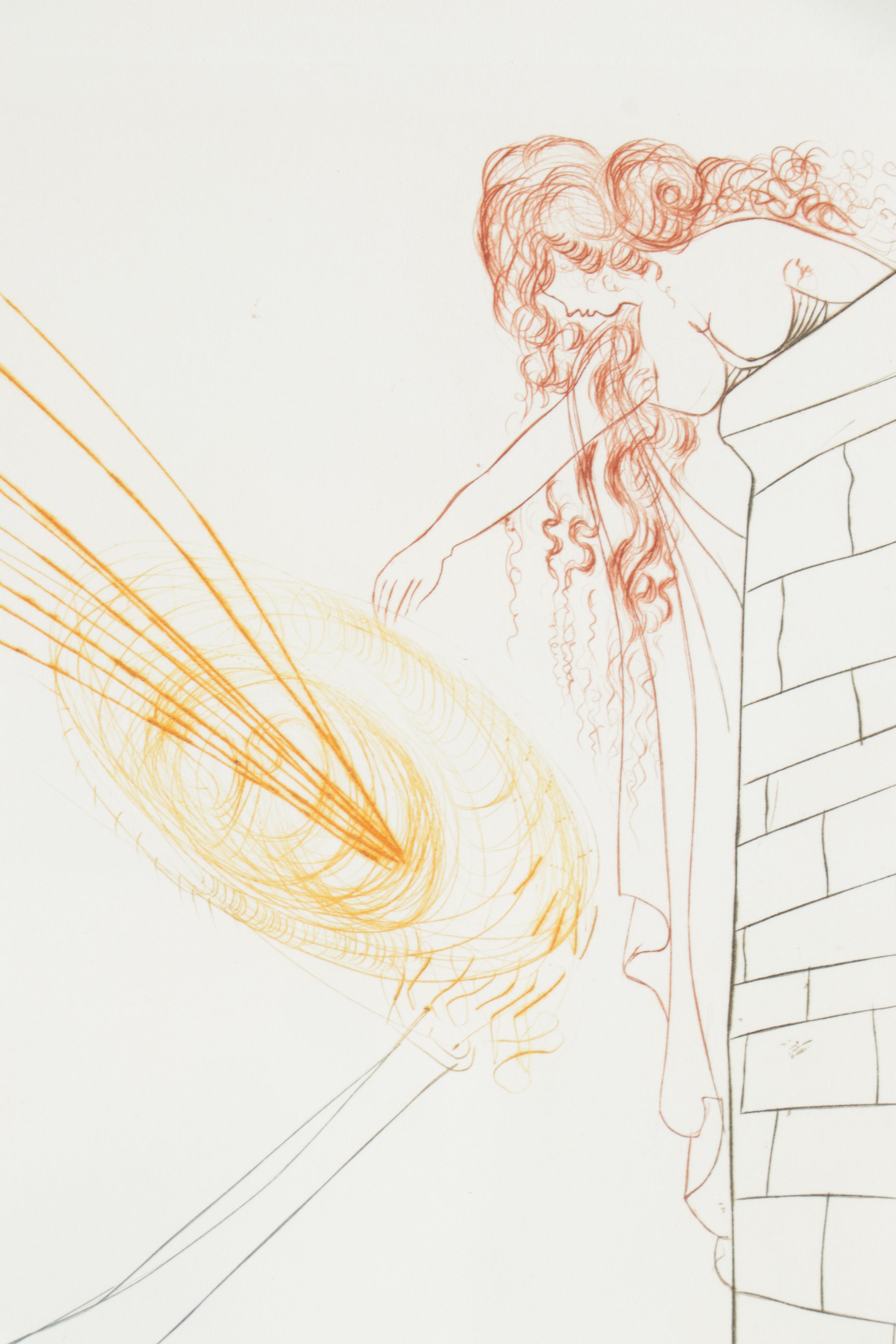 Salvador Dalí Colored Etching "Famous Loves: Cyrano de Bergerac and Roxanne"