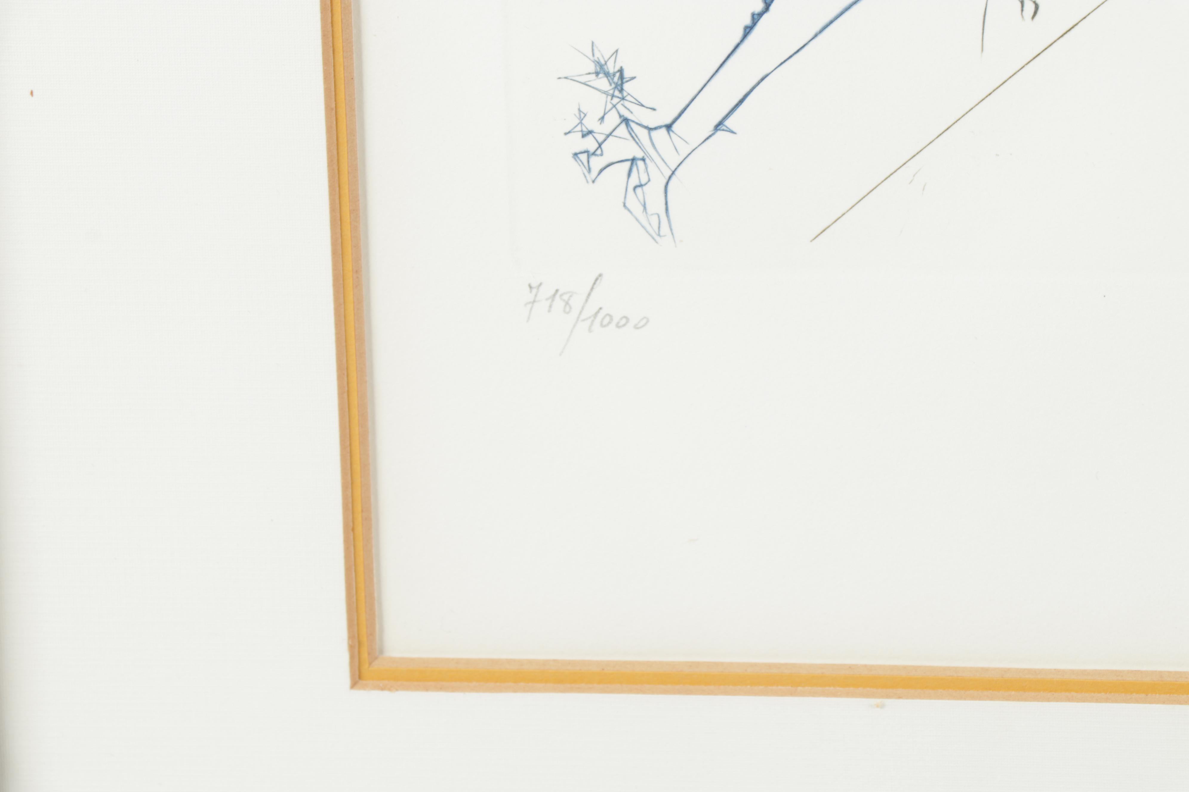 Salvador Dalí Colored Etching "Famous Loves: Cyrano de Bergerac and Roxanne"