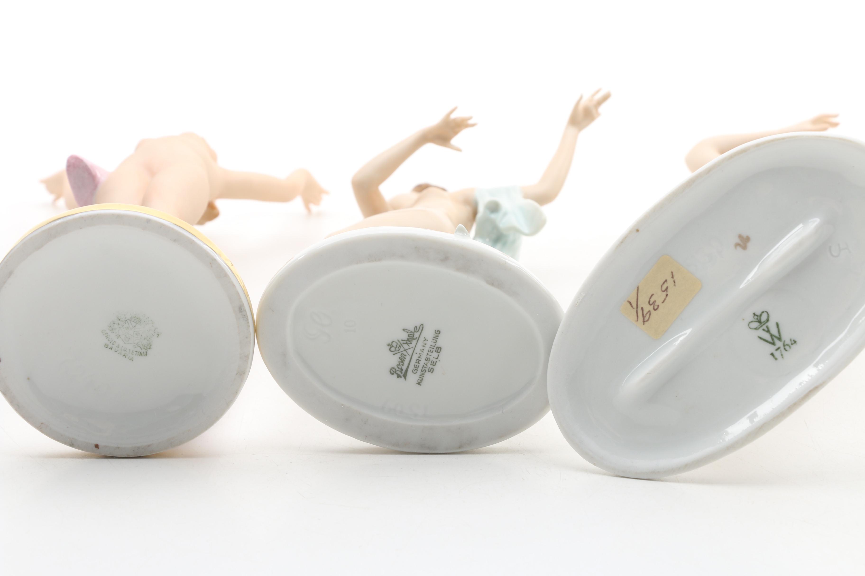 German Porcelain Nude Figurines featuring Rosenthal and Wallendorfer Porzellan