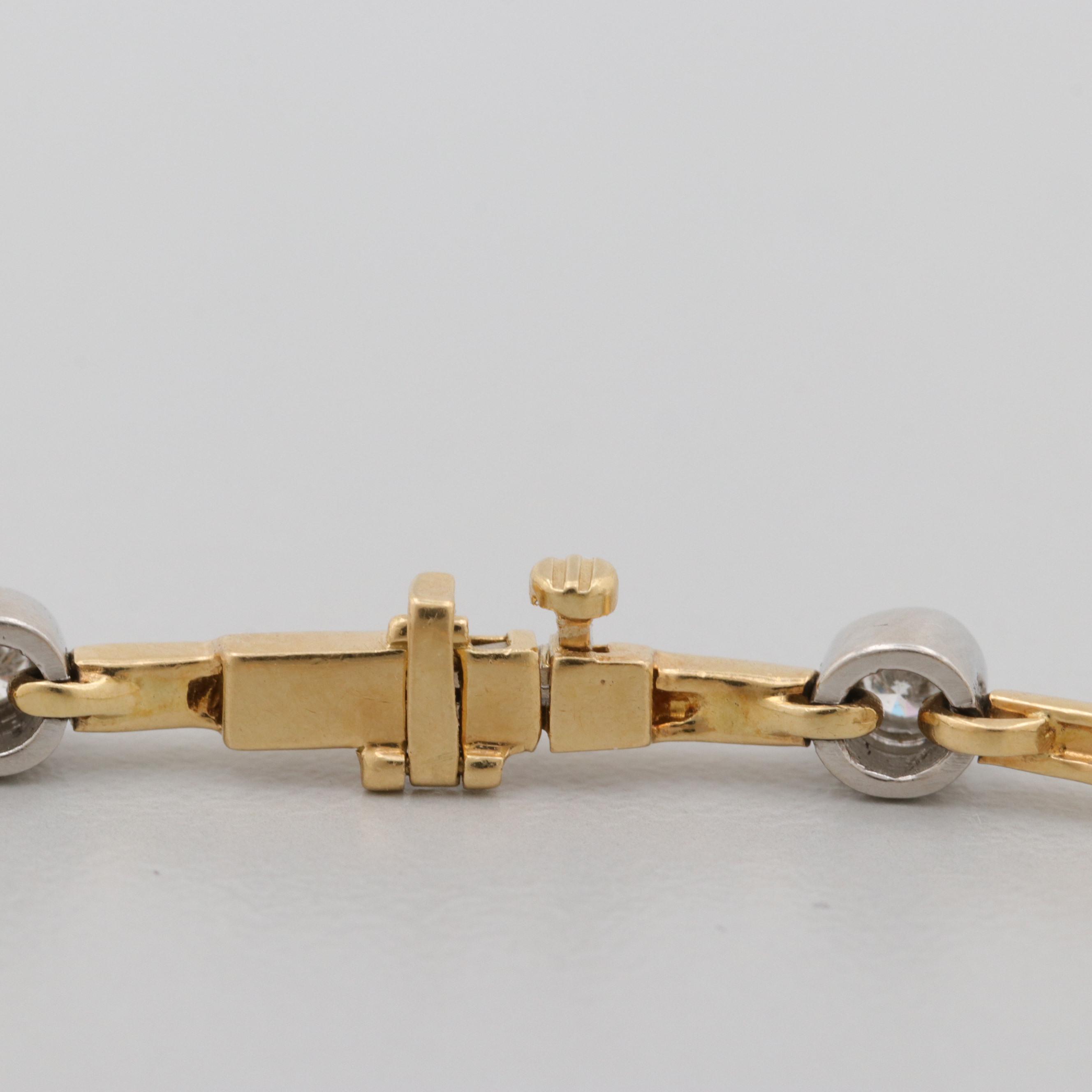 Tiffany & Co. 18K Yellow Gold Platinum Bezel Set Diamond Bracelet with Box