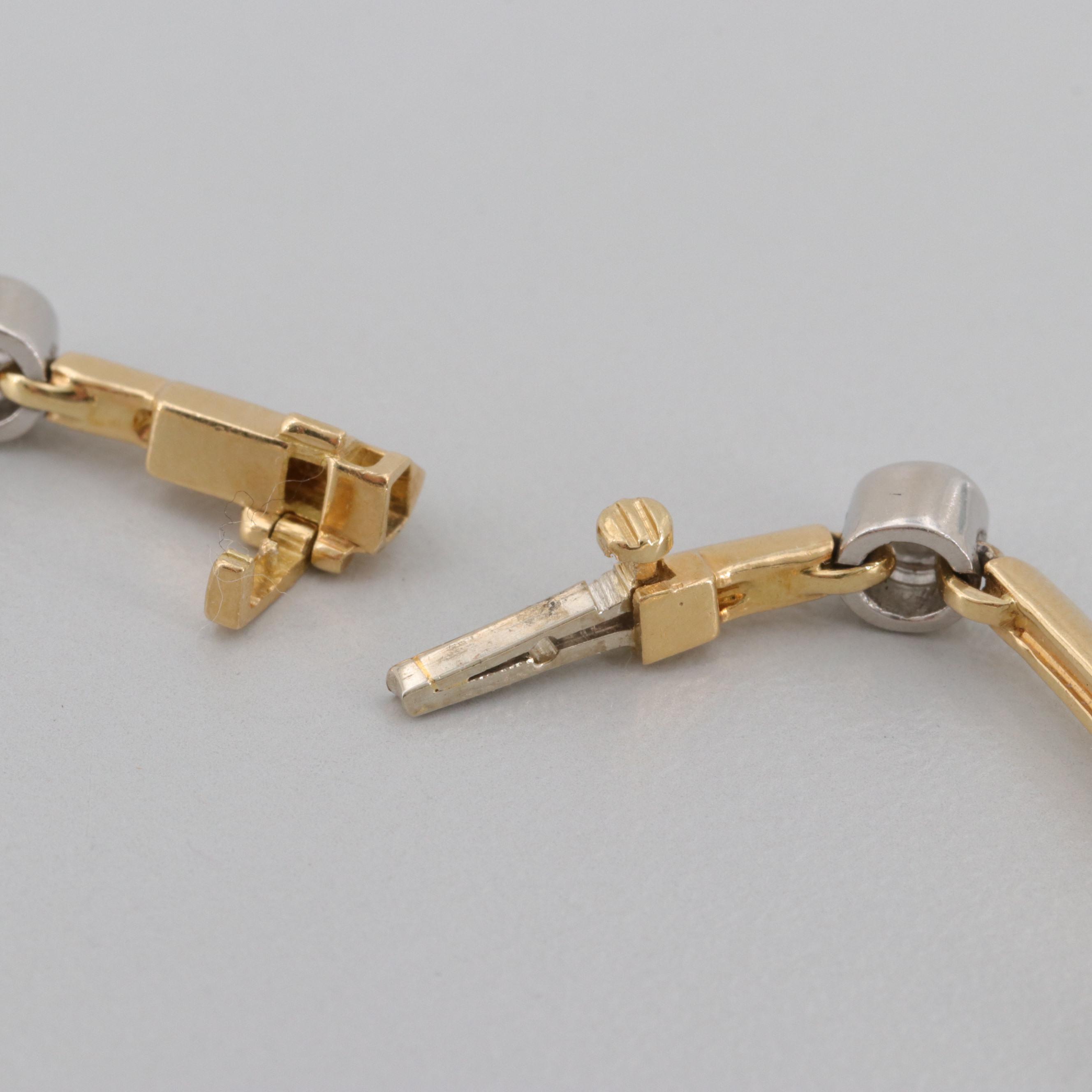 Tiffany & Co. 18K Yellow Gold Platinum Bezel Set Diamond Bracelet with Box