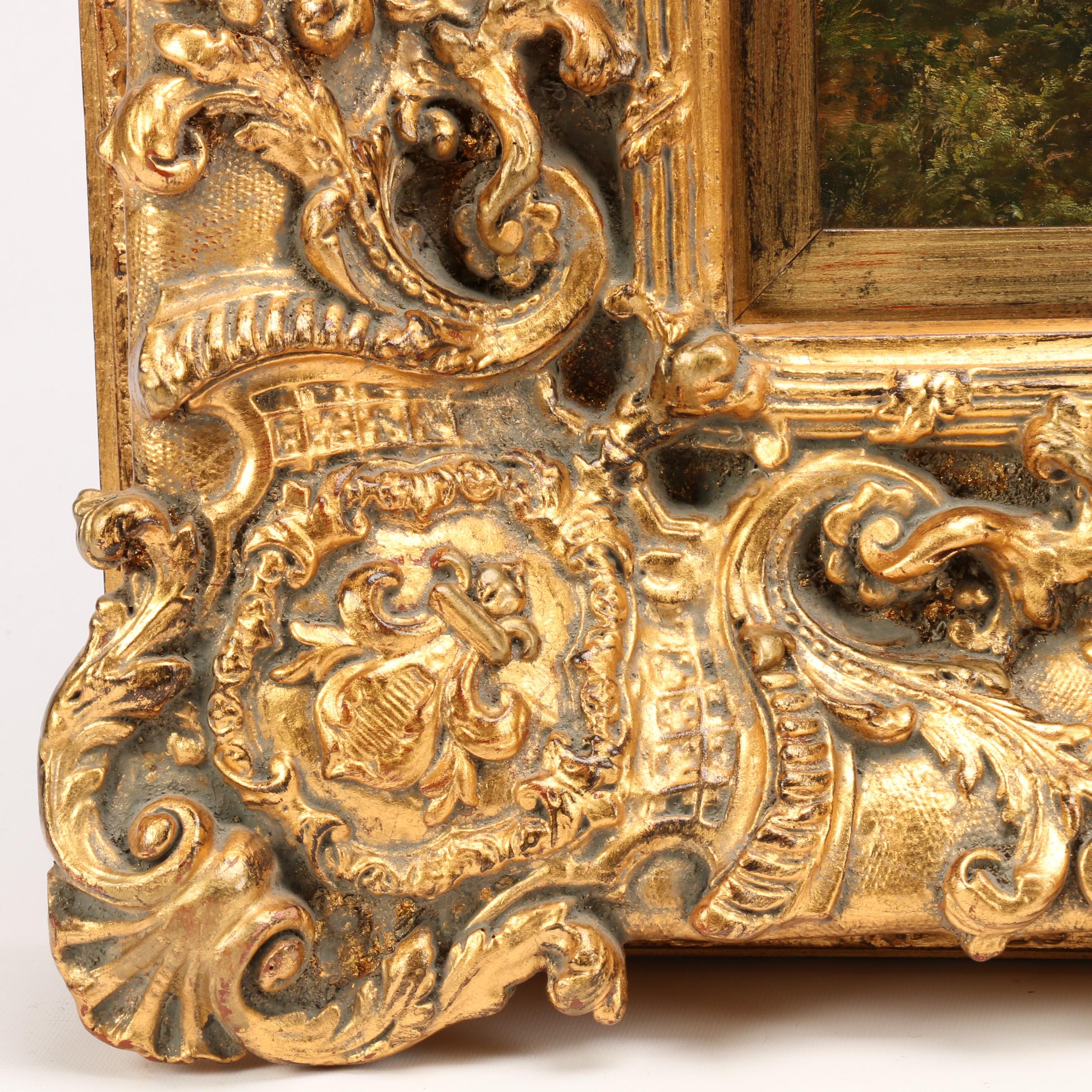 20th Century Neoclassical Oil Painting of Wooded Landscape with Dancing Figures