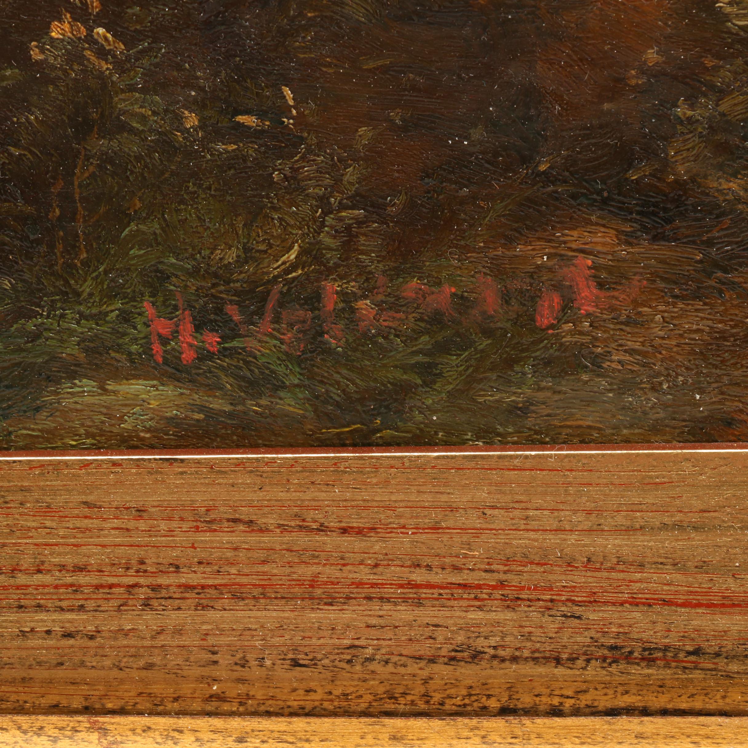 20th Century Neoclassical Oil Painting of Wooded Landscape with Dancing Figures