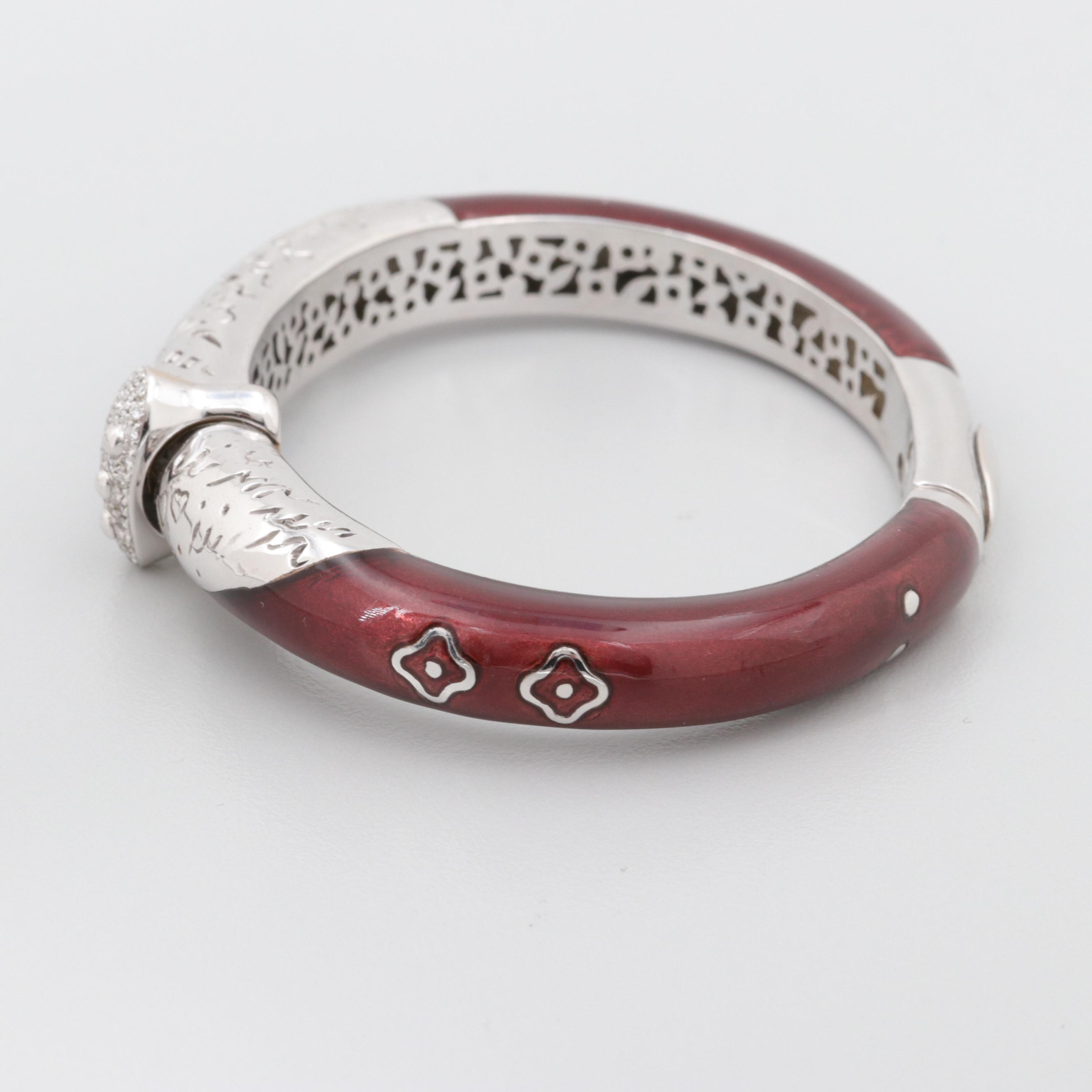 La Nouvelle Bague 18K White Gold Diamond and Enamel Bracelet