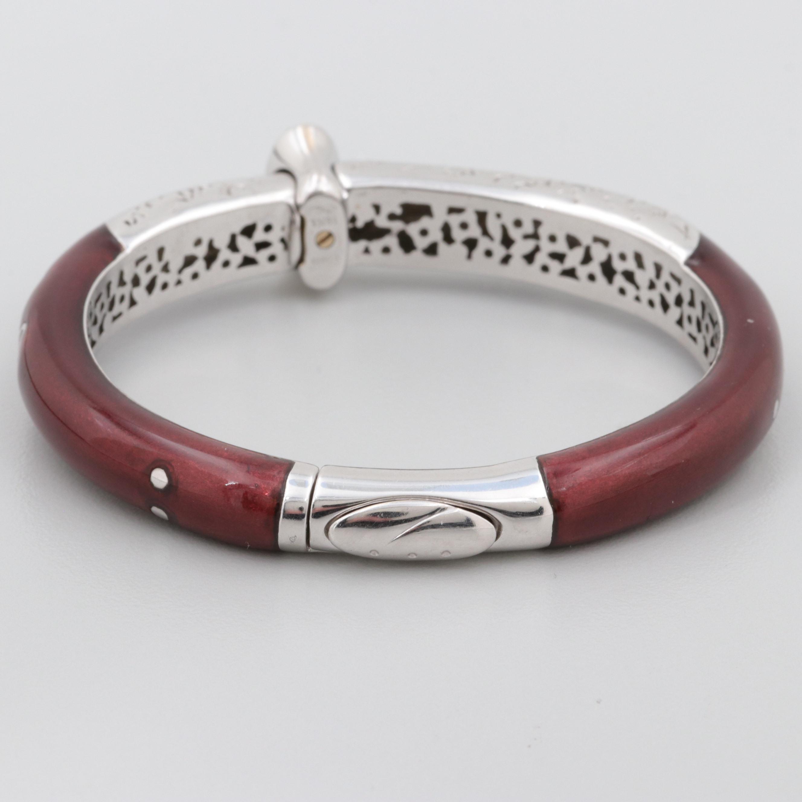 La Nouvelle Bague 18K White Gold Diamond and Enamel Bracelet