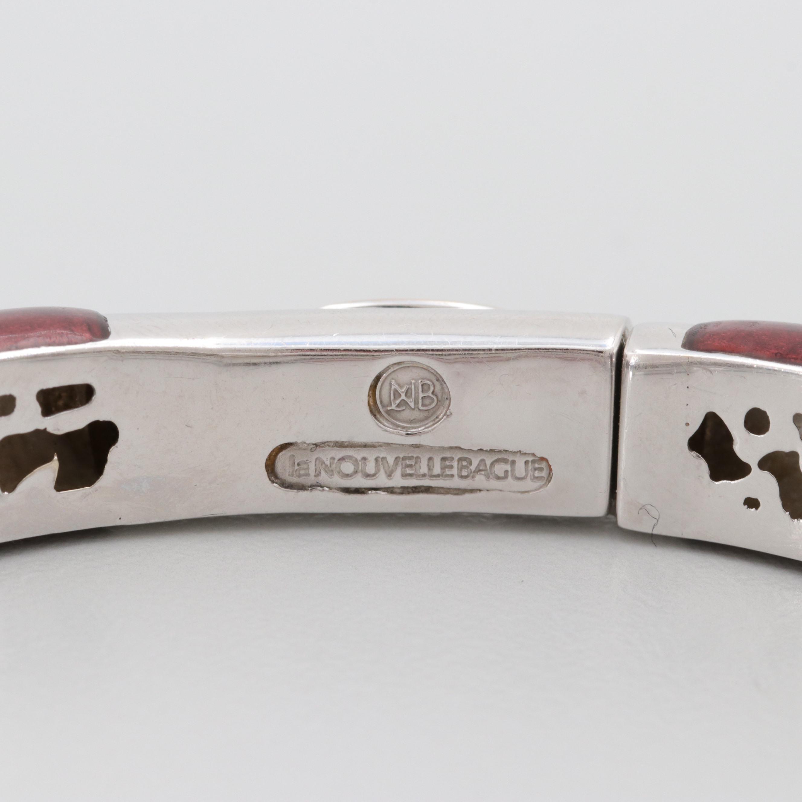 La Nouvelle Bague 18K White Gold Diamond and Enamel Bracelet