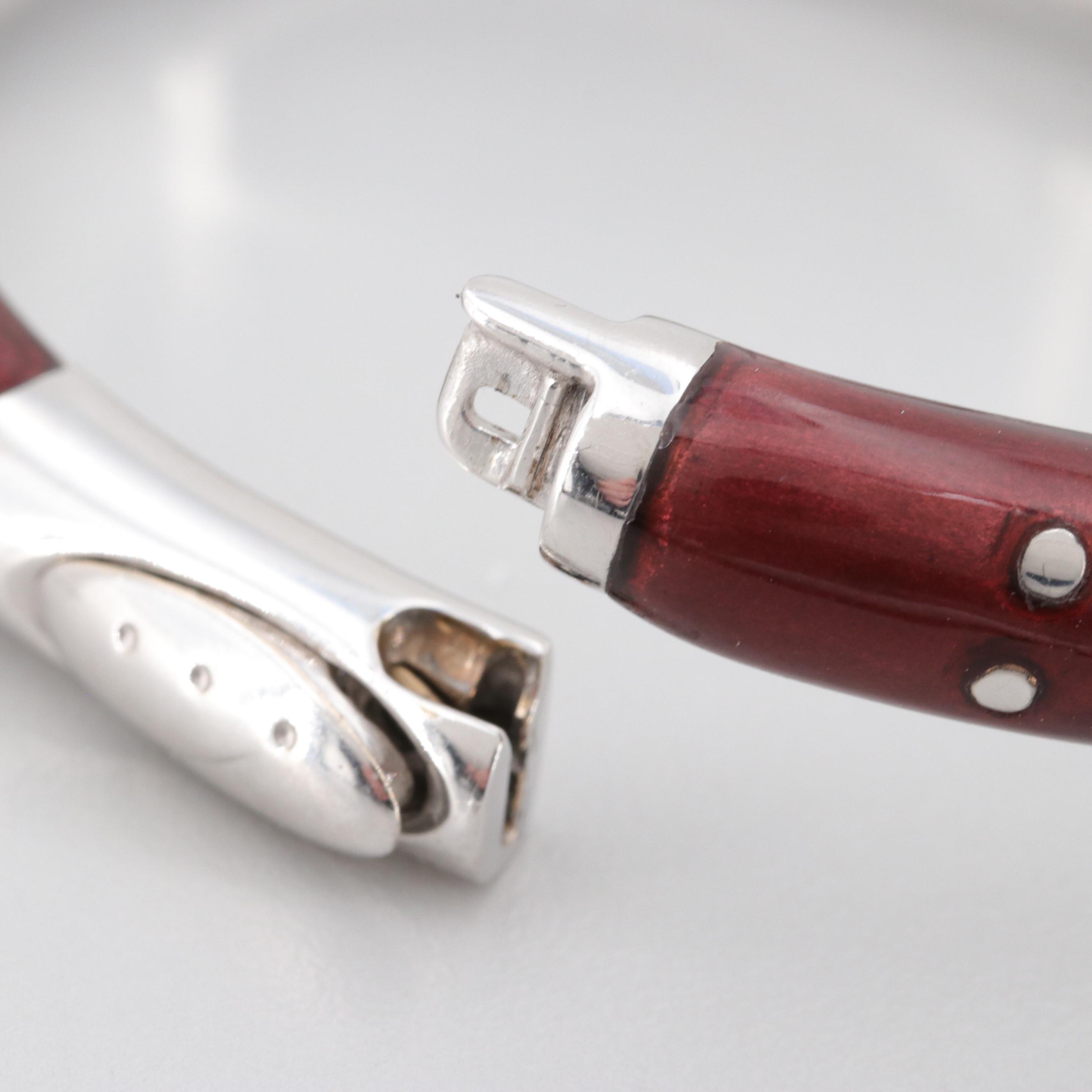 La Nouvelle Bague 18K White Gold Diamond and Enamel Bracelet