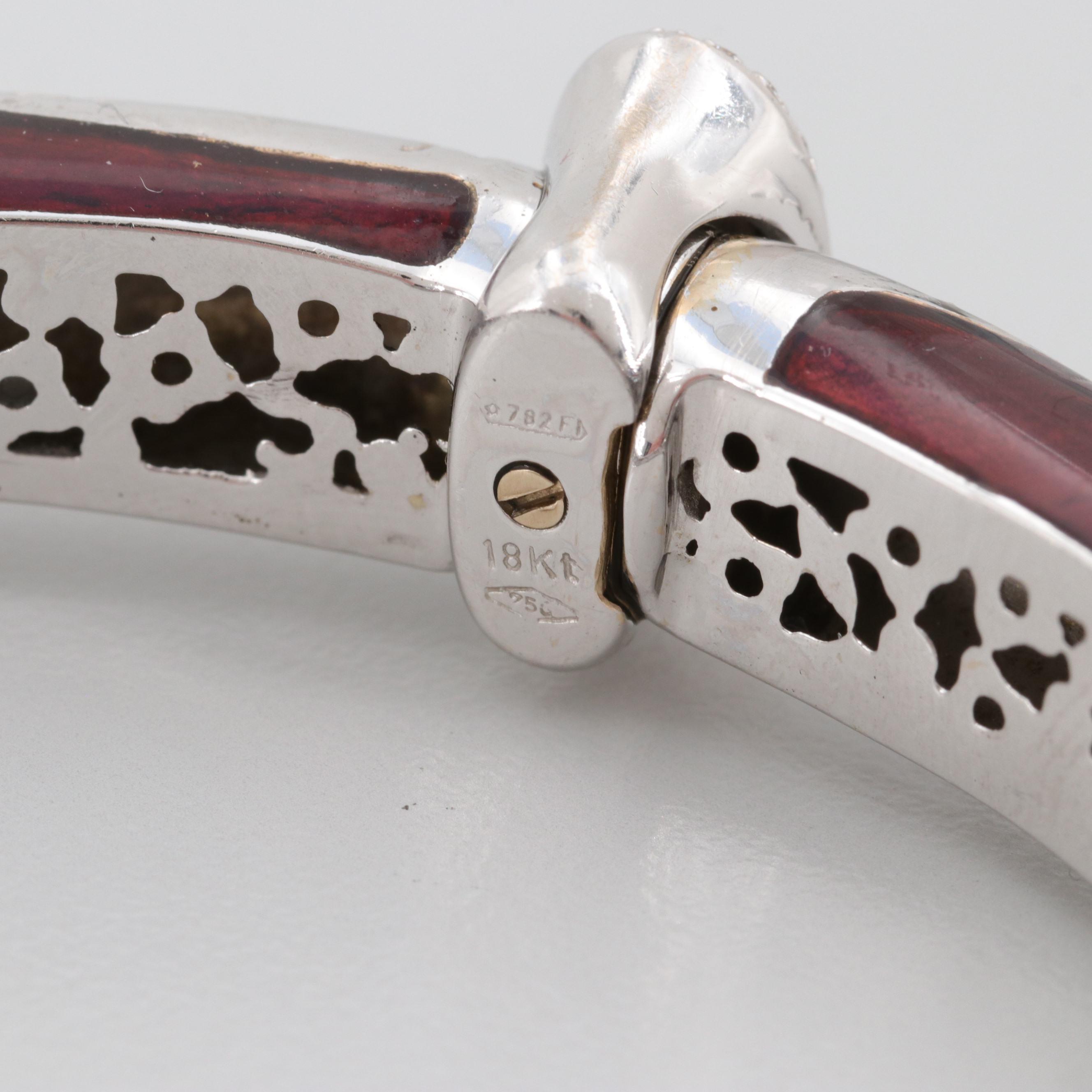 La Nouvelle Bague 18K White Gold Diamond and Enamel Bracelet