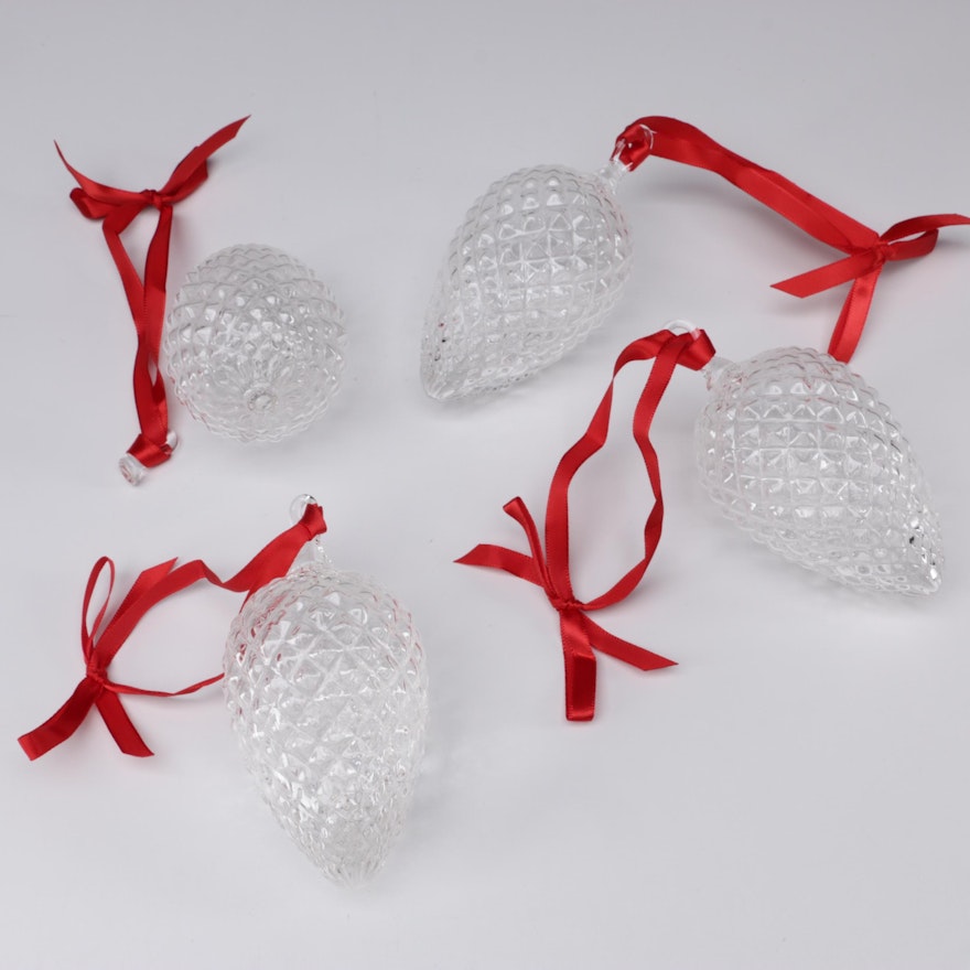 Steuben Art Glass "Pine Cone" Christmas Ornaments