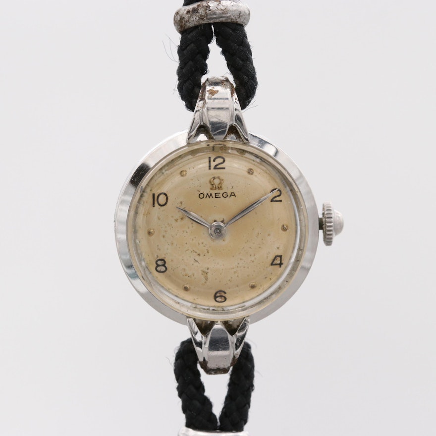 Vintage Omega Stainless Steel Stem Wind Wristwatch