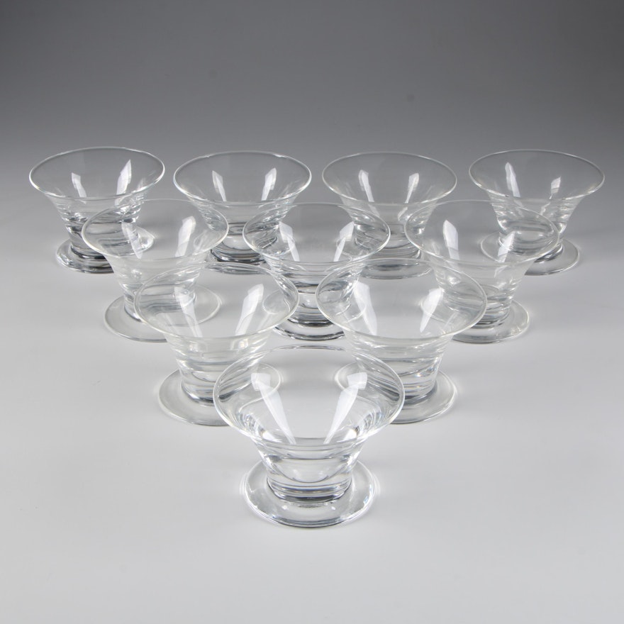 Steuben Art Glass Seafood Cocktail Bowls by Sidney Waugh, Circa 1930s