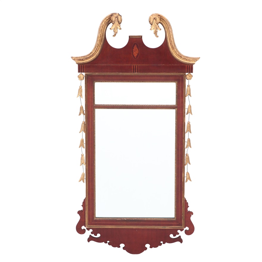 Hepplewhite Style Inlaid Mahogany Mirror, circa 1940