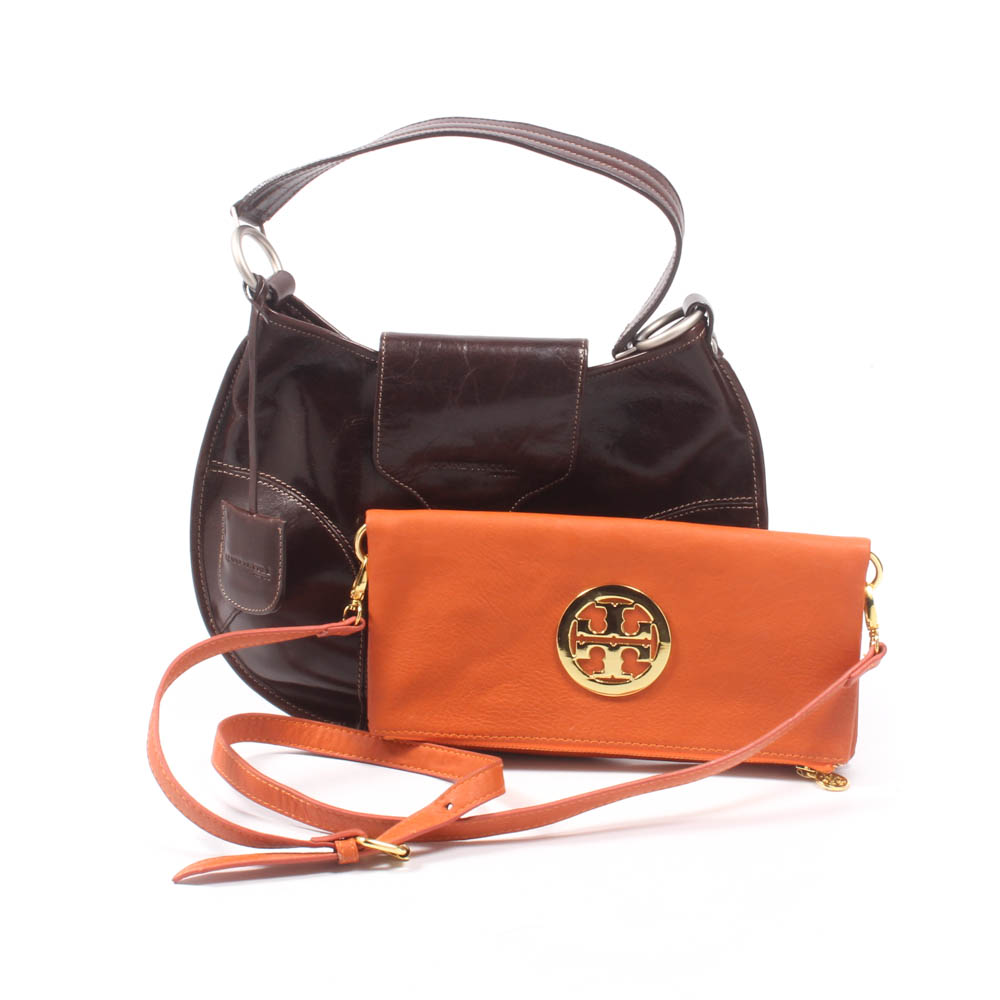 Tory Burch Orange Leather Crossbody Purse and Kenneth Cole Leather Hobo Bag