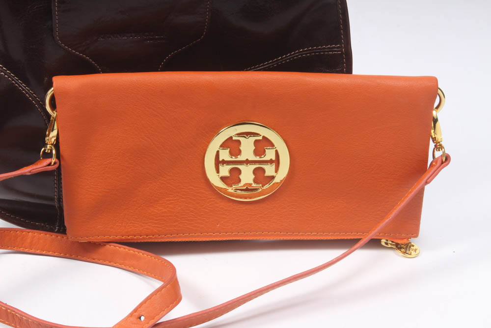 Tory Burch Orange Leather Crossbody Purse and Kenneth Cole Leather Hobo Bag