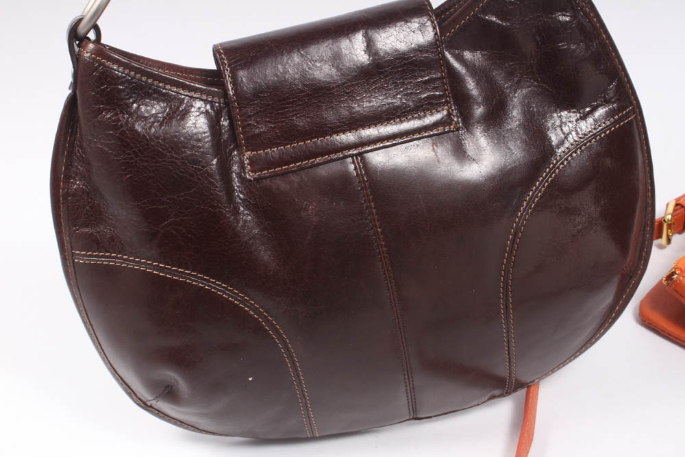 Tory Burch Orange Leather Crossbody Purse and Kenneth Cole Leather Hobo Bag