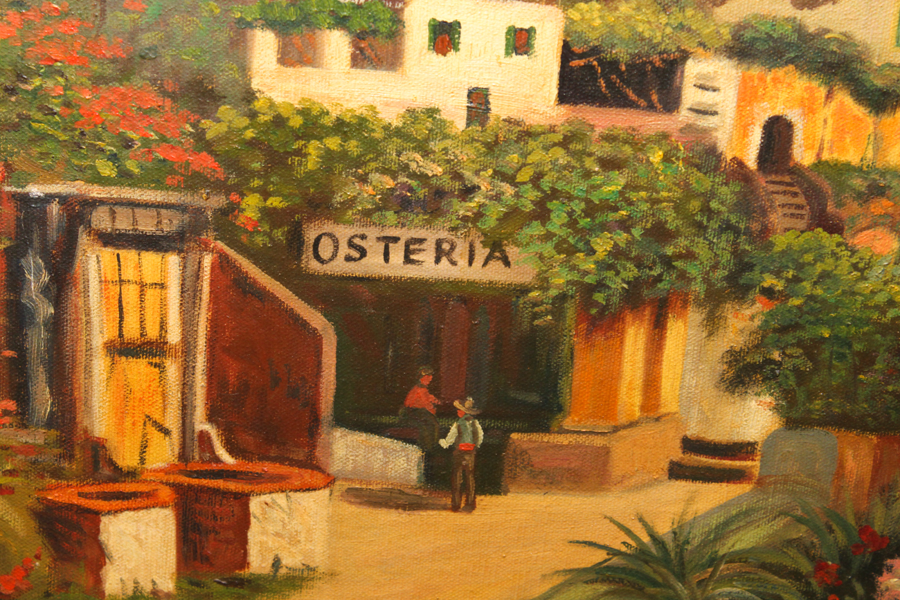 J. Bianchi Oil Painting "View of Mt. Vesuvius from Posilipo"