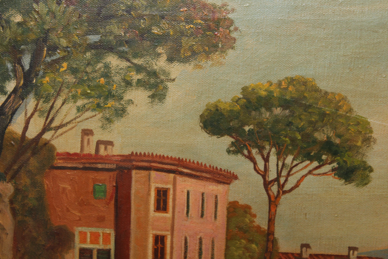 J. Bianchi Oil Painting "View of Mt. Vesuvius from Posilipo"