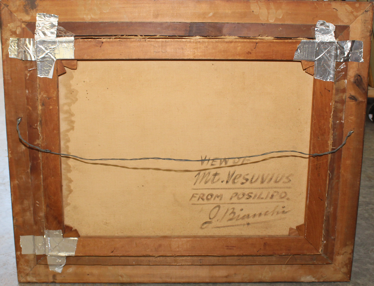 J. Bianchi Oil Painting "View of Mt. Vesuvius from Posilipo"