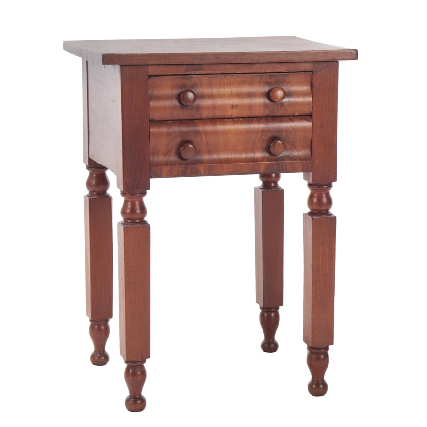 American Cherrywood and Mahogany Two-Drawer Side Table, Mid 19th Century