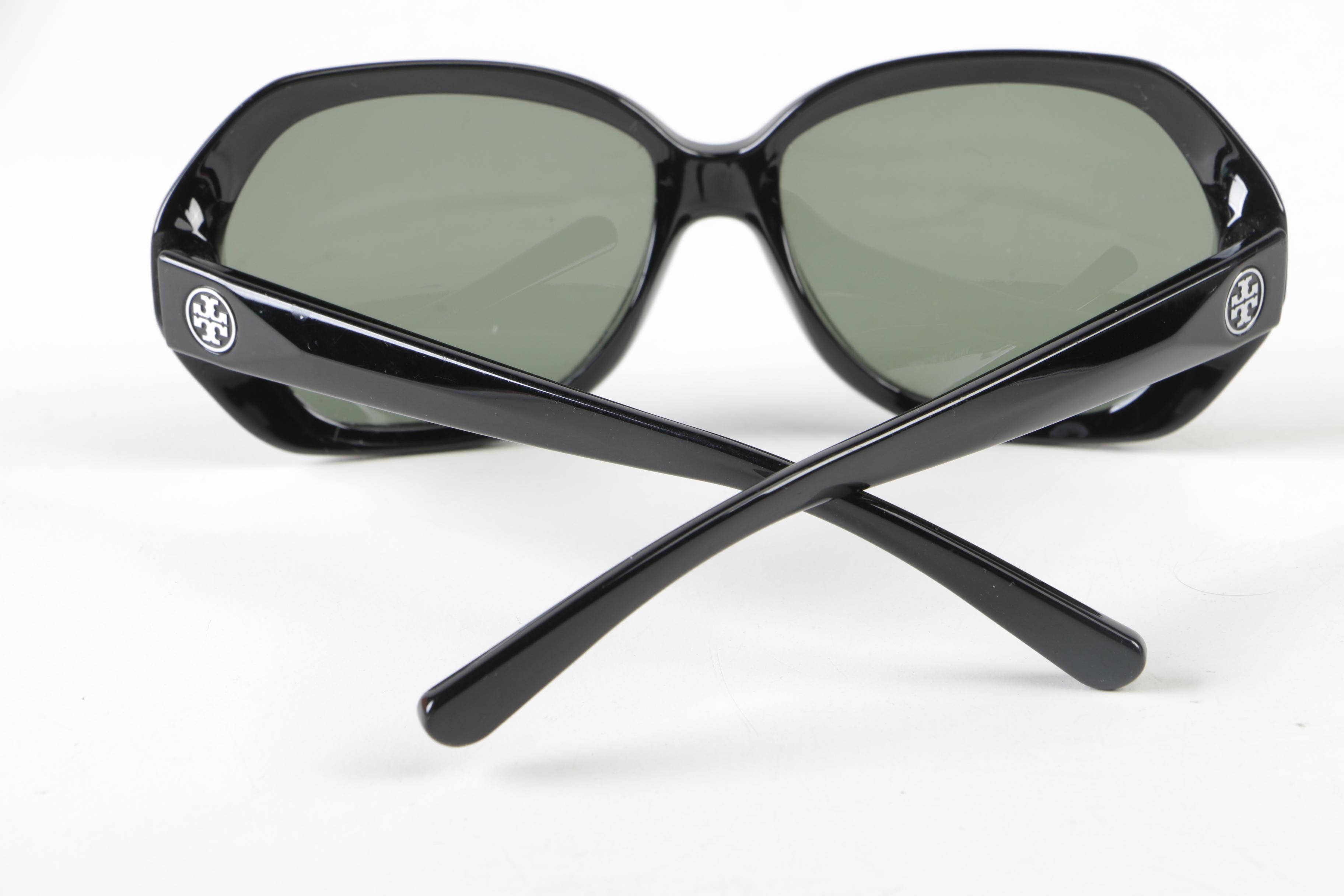 Tory Burch Polarized Black Modified Cat Eye Sunglasses with Case