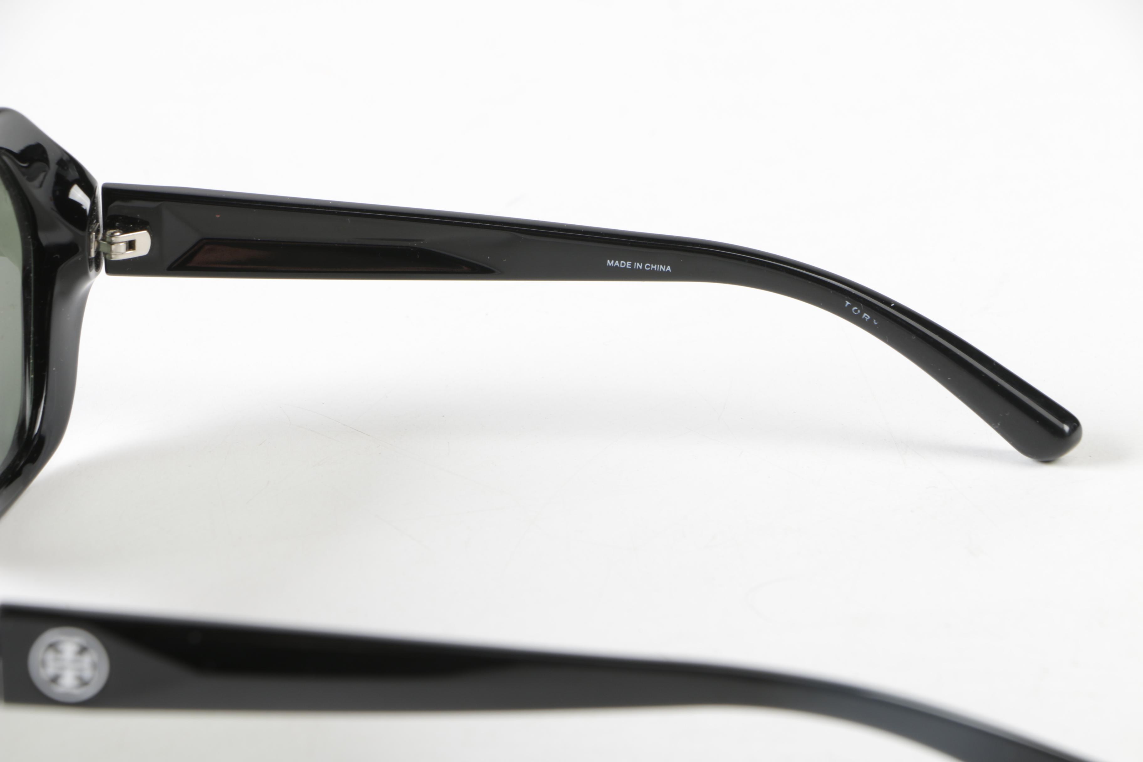 Tory Burch Polarized Black Modified Cat Eye Sunglasses with Case