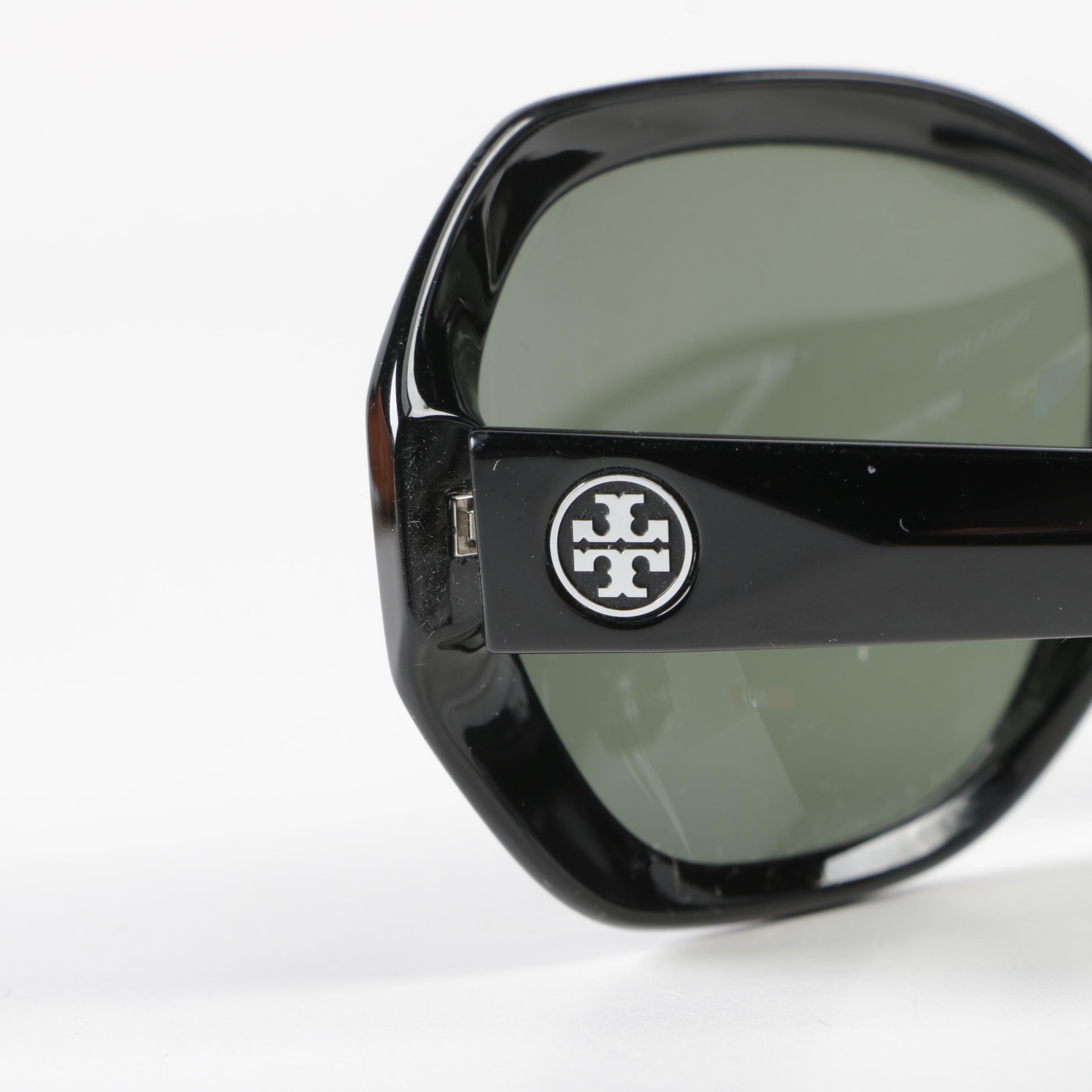 Tory Burch Polarized Black Modified Cat Eye Sunglasses with Case