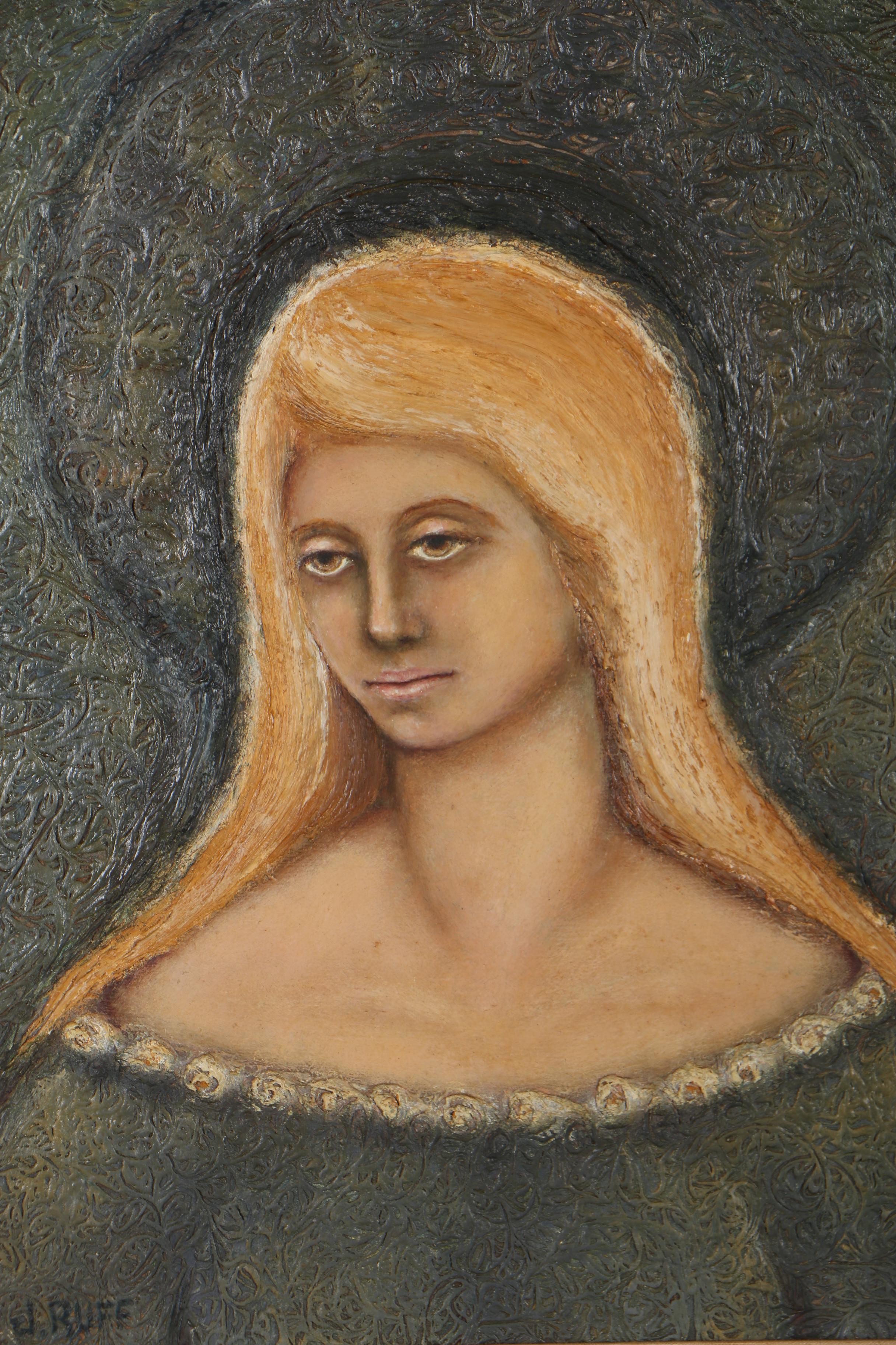 June Ruff Oil Portrait "Madonna with 'Paten' Background"