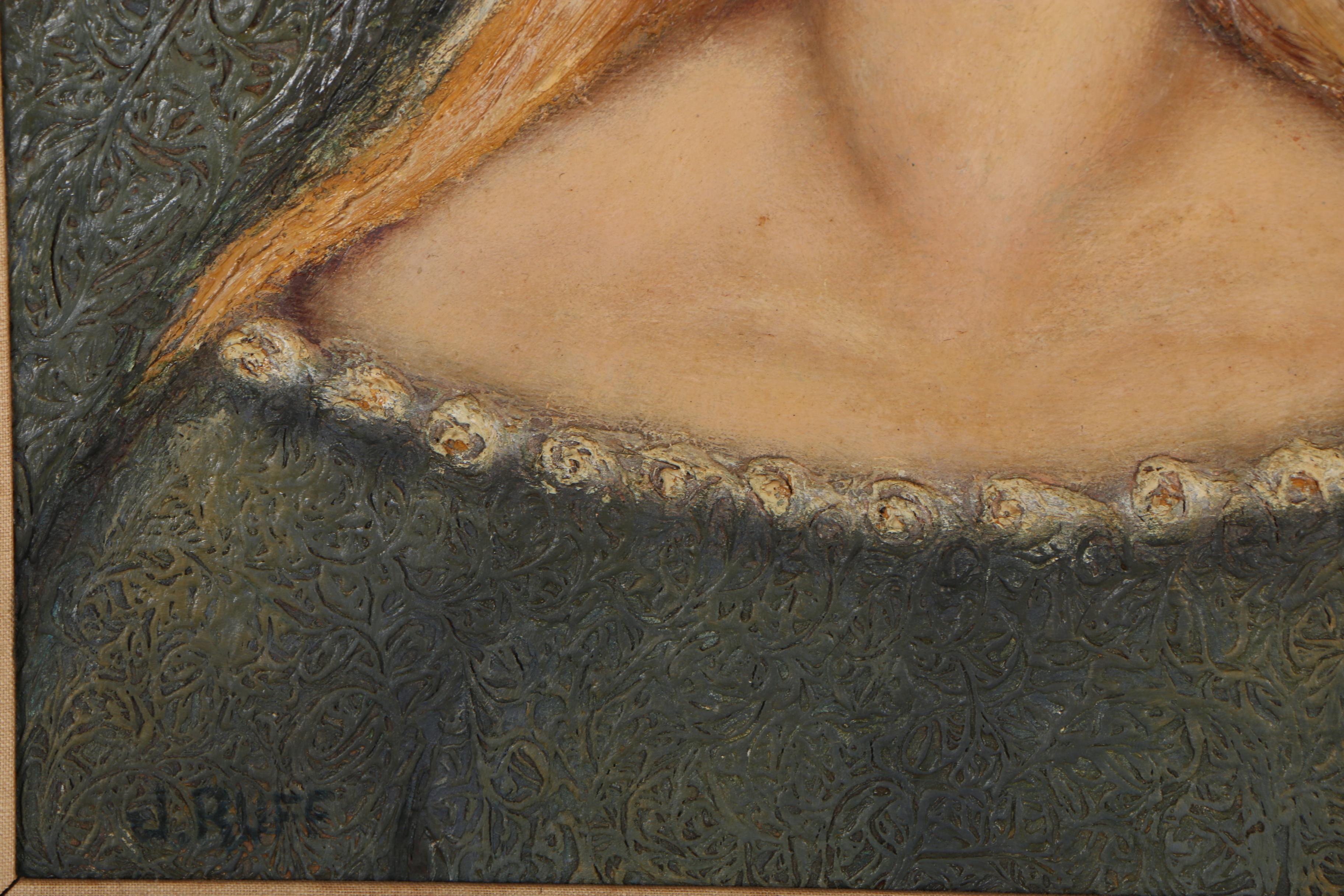 June Ruff Oil Portrait "Madonna with 'Paten' Background"