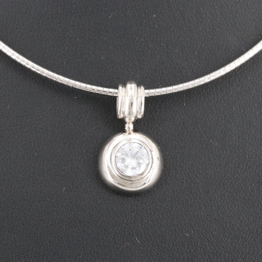 Sterling Silver Cubic Zirconia Pendant Necklace