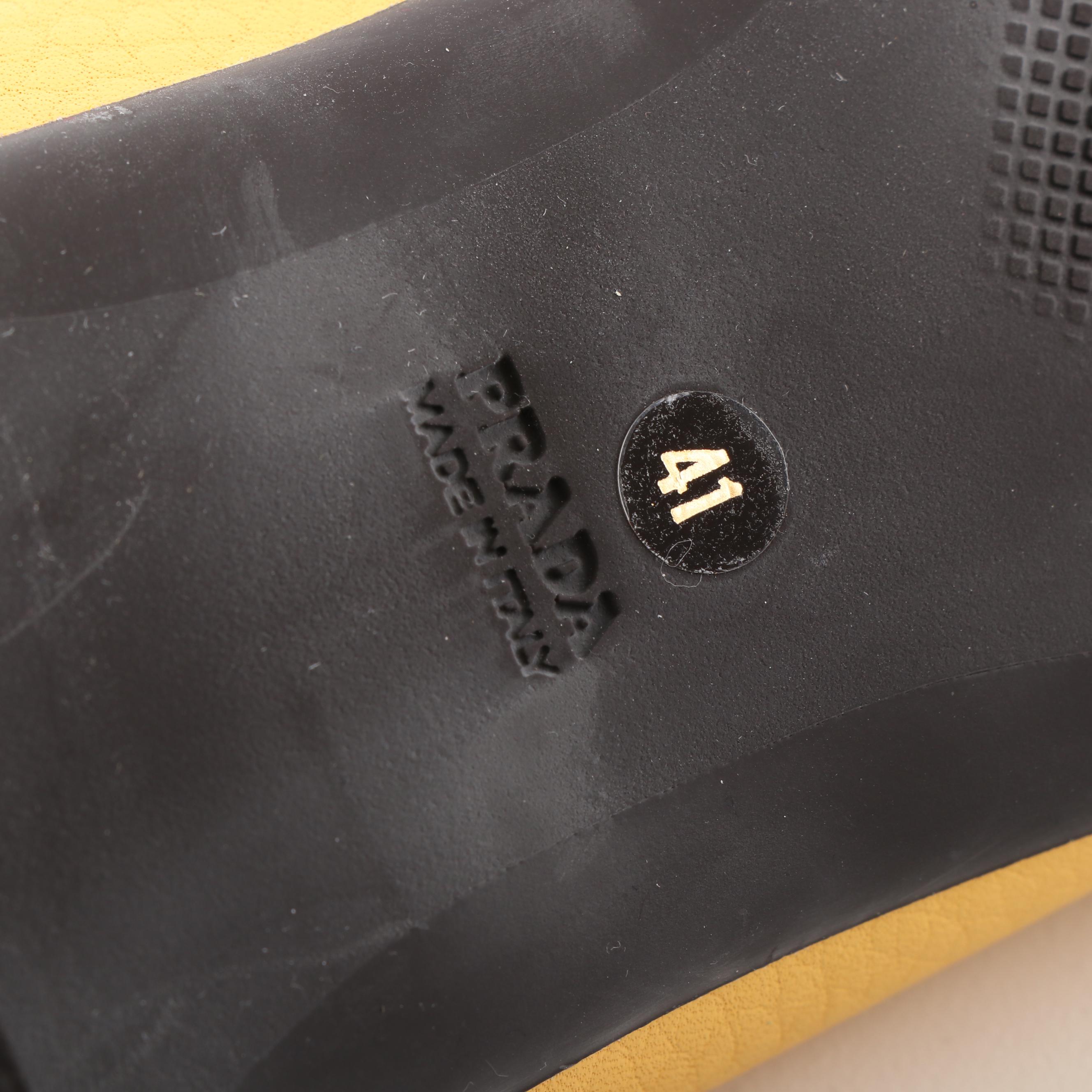 Prada Yellow Daino Pebbled Leather Loafers