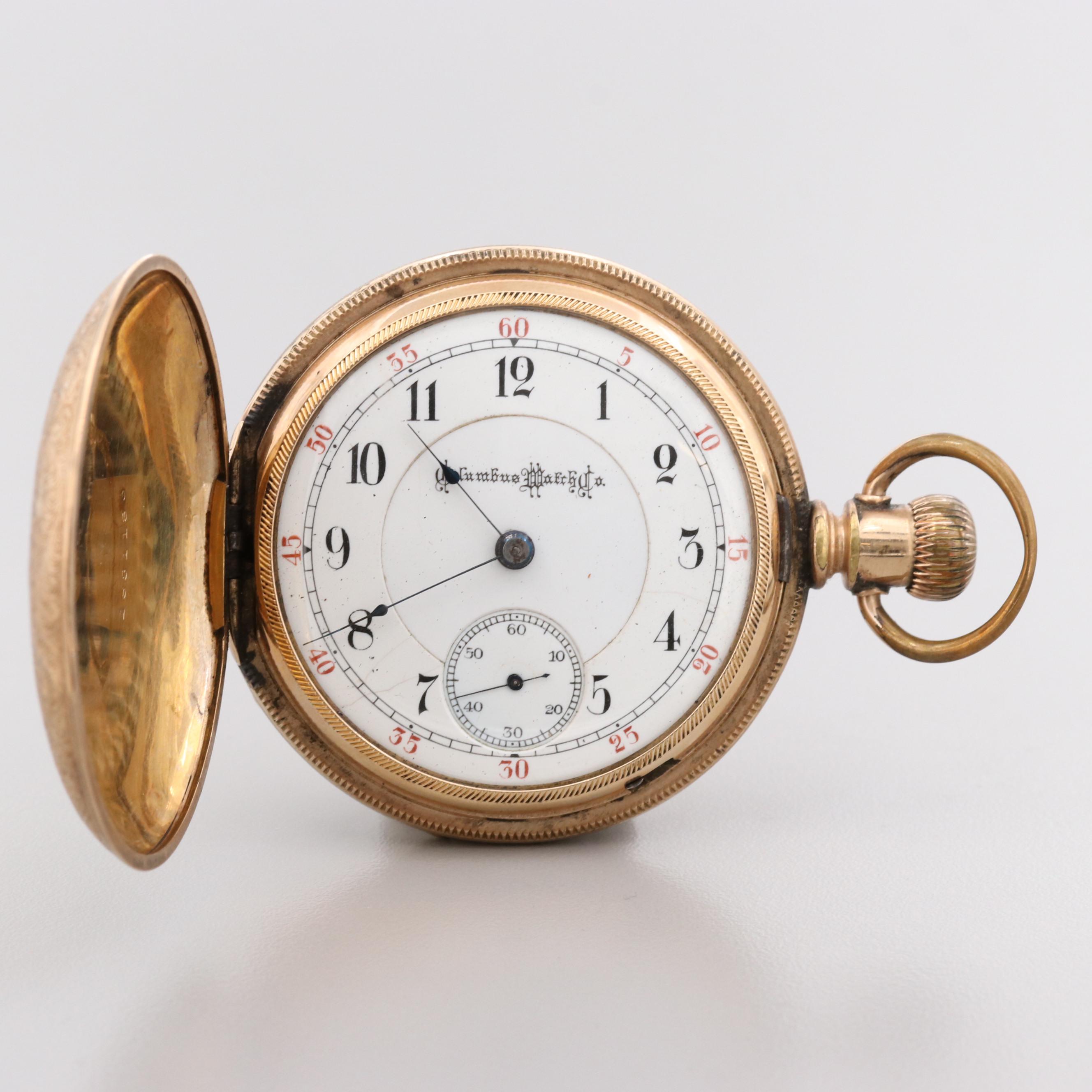 Antique Columbus Watch Co. Gold Filled Hunter Case Pocket Watch