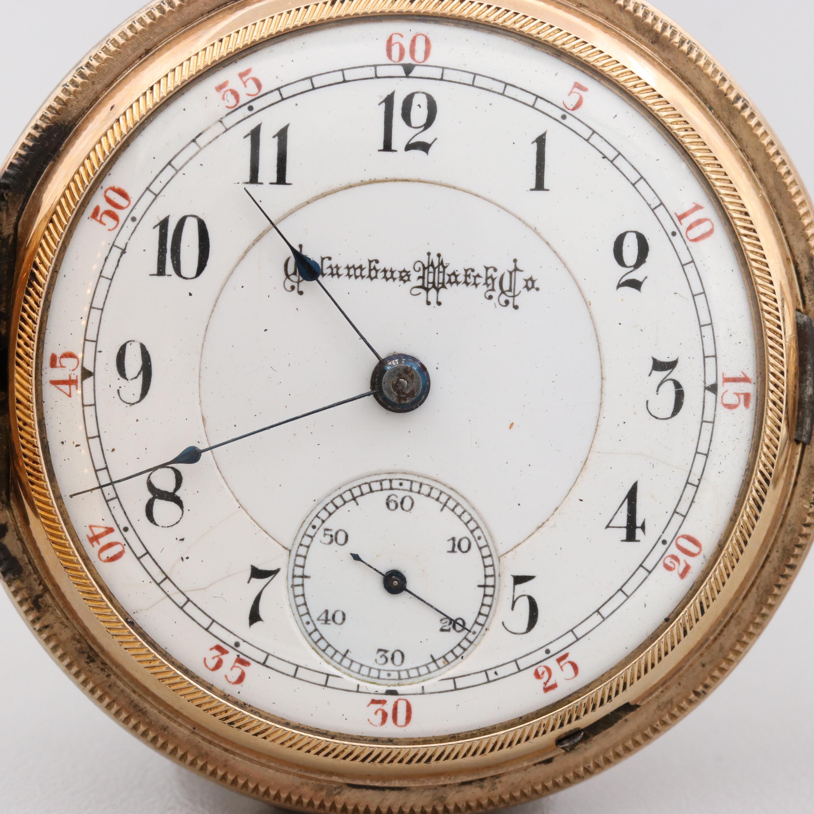 Antique Columbus Watch Co. Gold Filled Hunter Case Pocket Watch