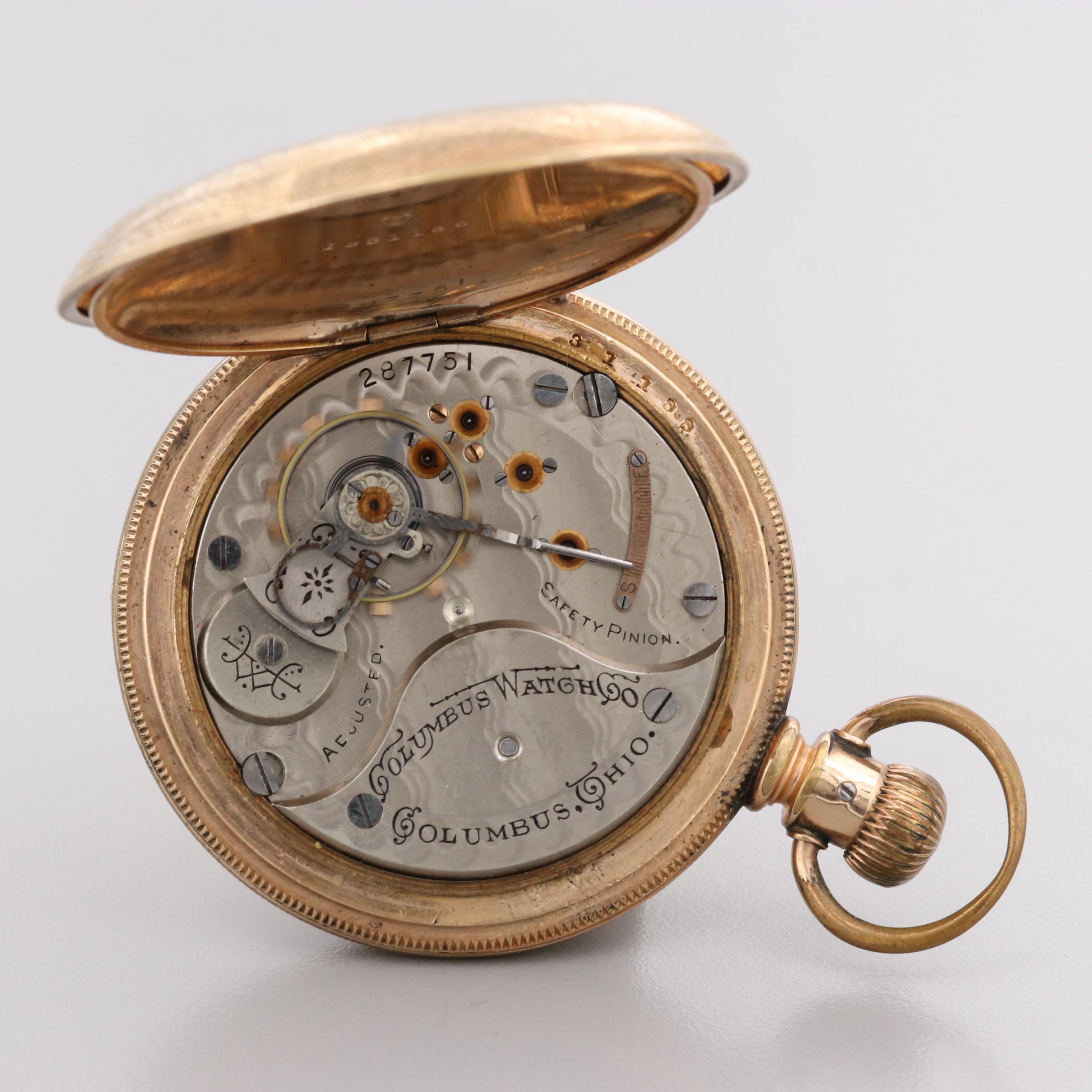 Antique Columbus Watch Co. Gold Filled Hunter Case Pocket Watch