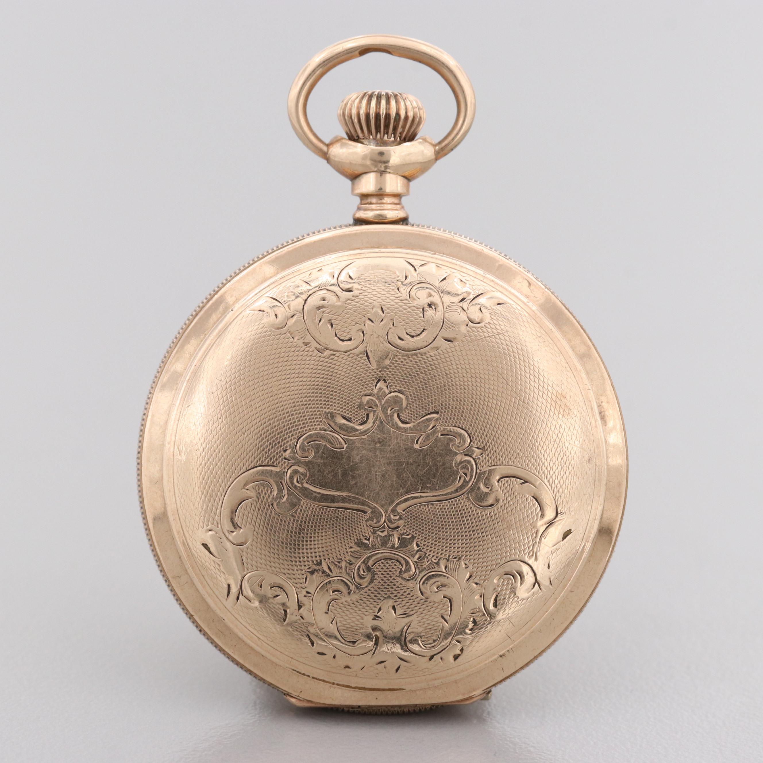 Antique Waltham Seaside Gold Filled Hunter Case Pocket Watch, 1901