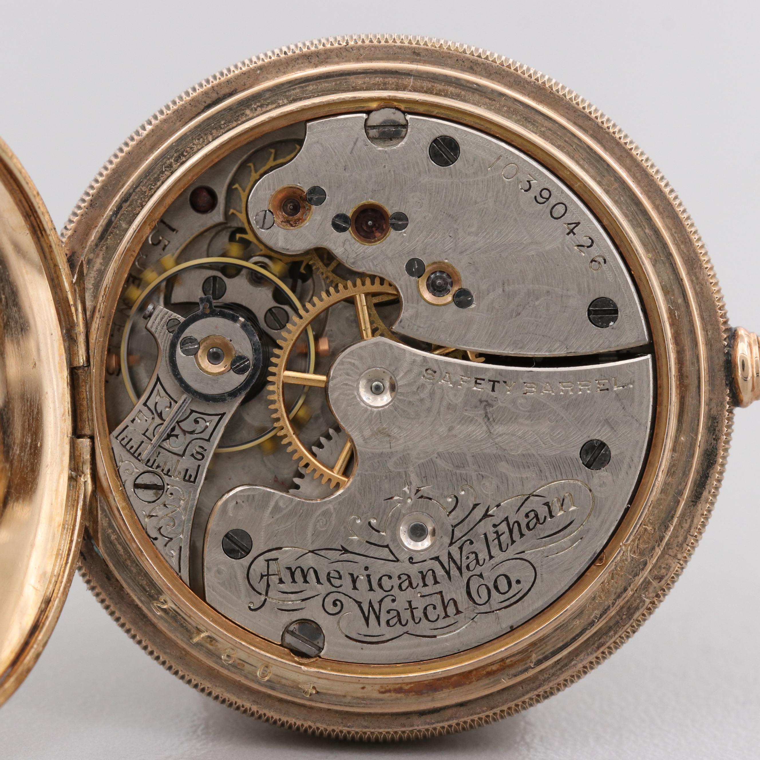 Antique Waltham Seaside Gold Filled Hunter Case Pocket Watch, 1901