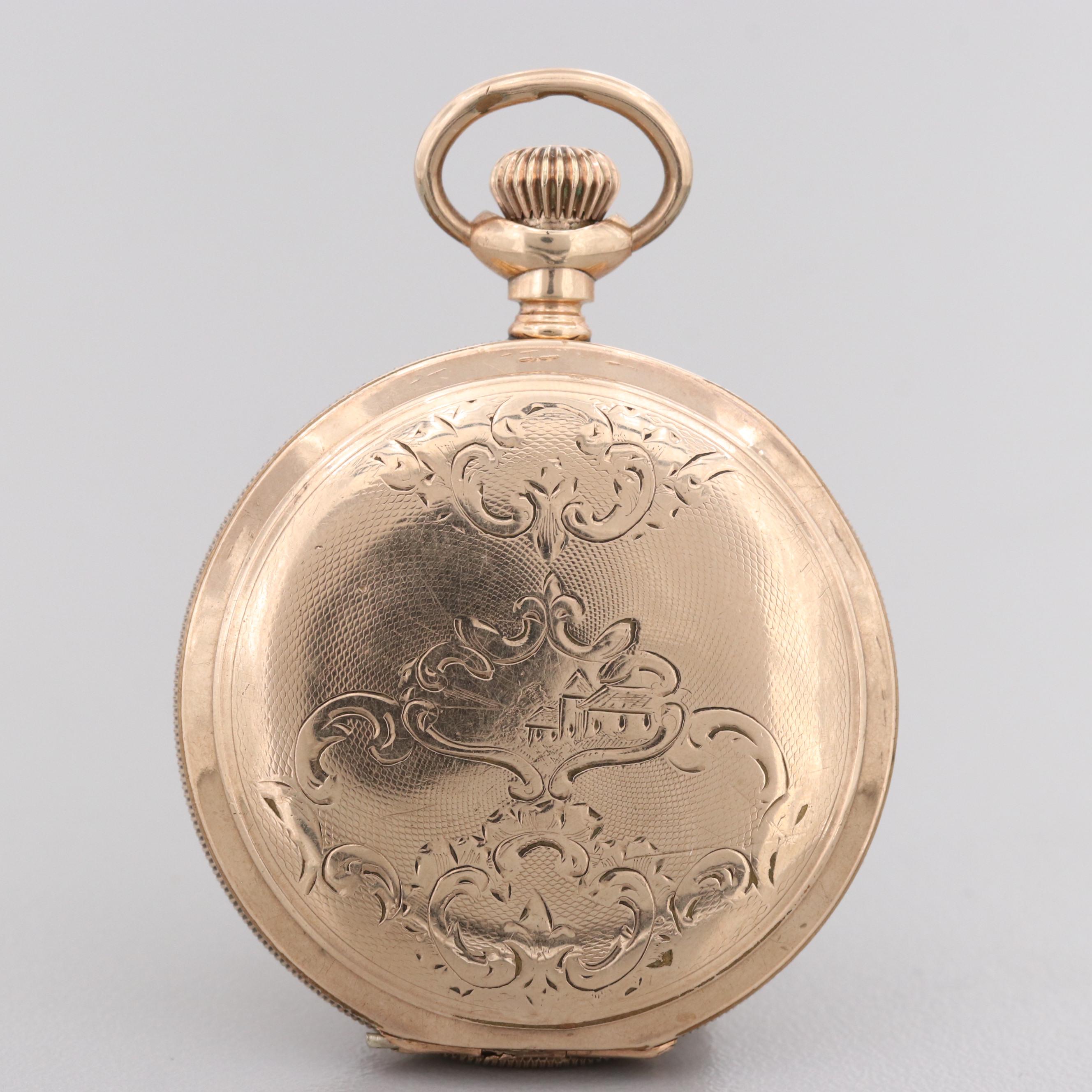 Antique Waltham Seaside Gold Filled Hunter Case Pocket Watch, 1901