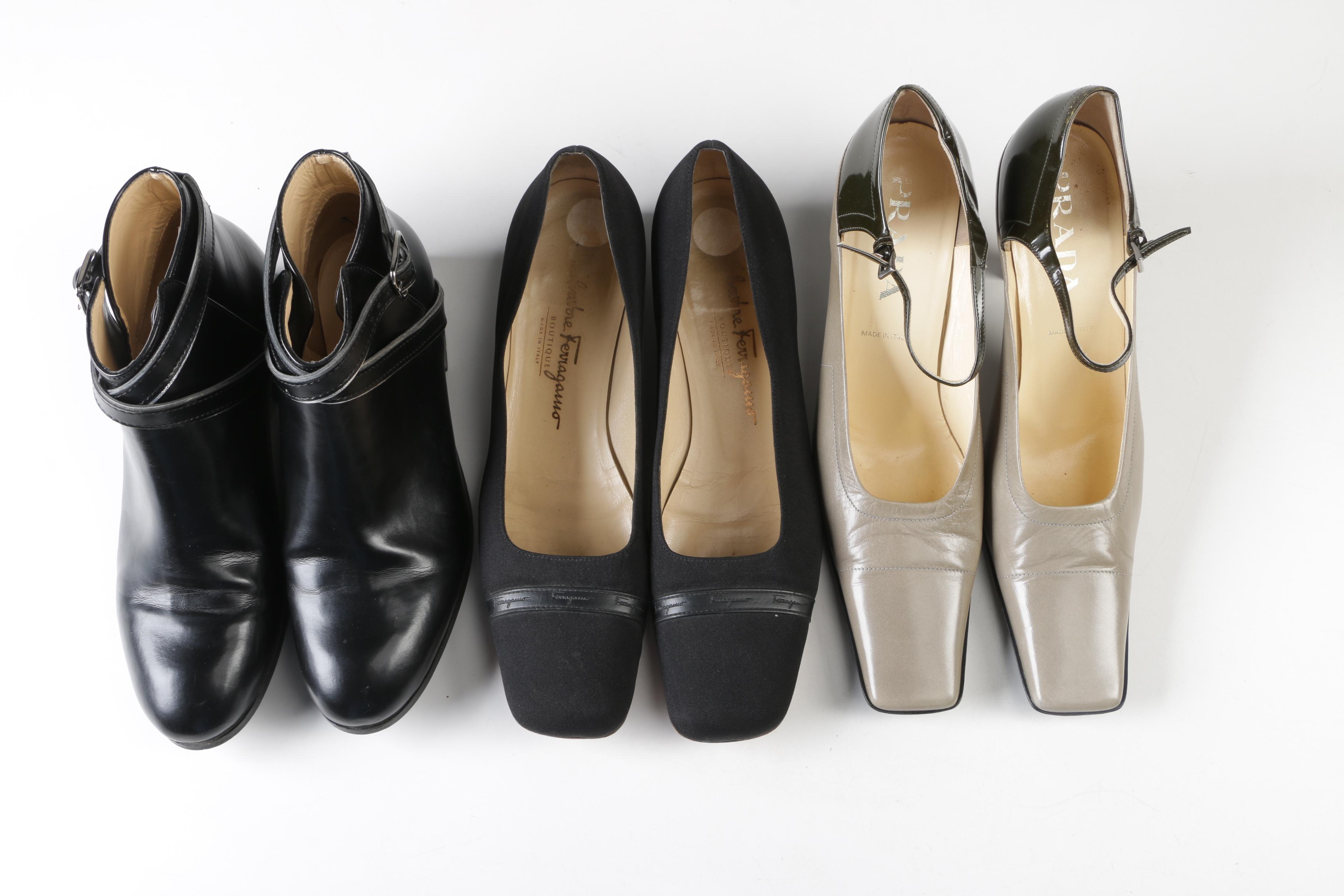 Women's Prada and Salvatore Ferragamo Heels with Minuit Sur Terre Boots