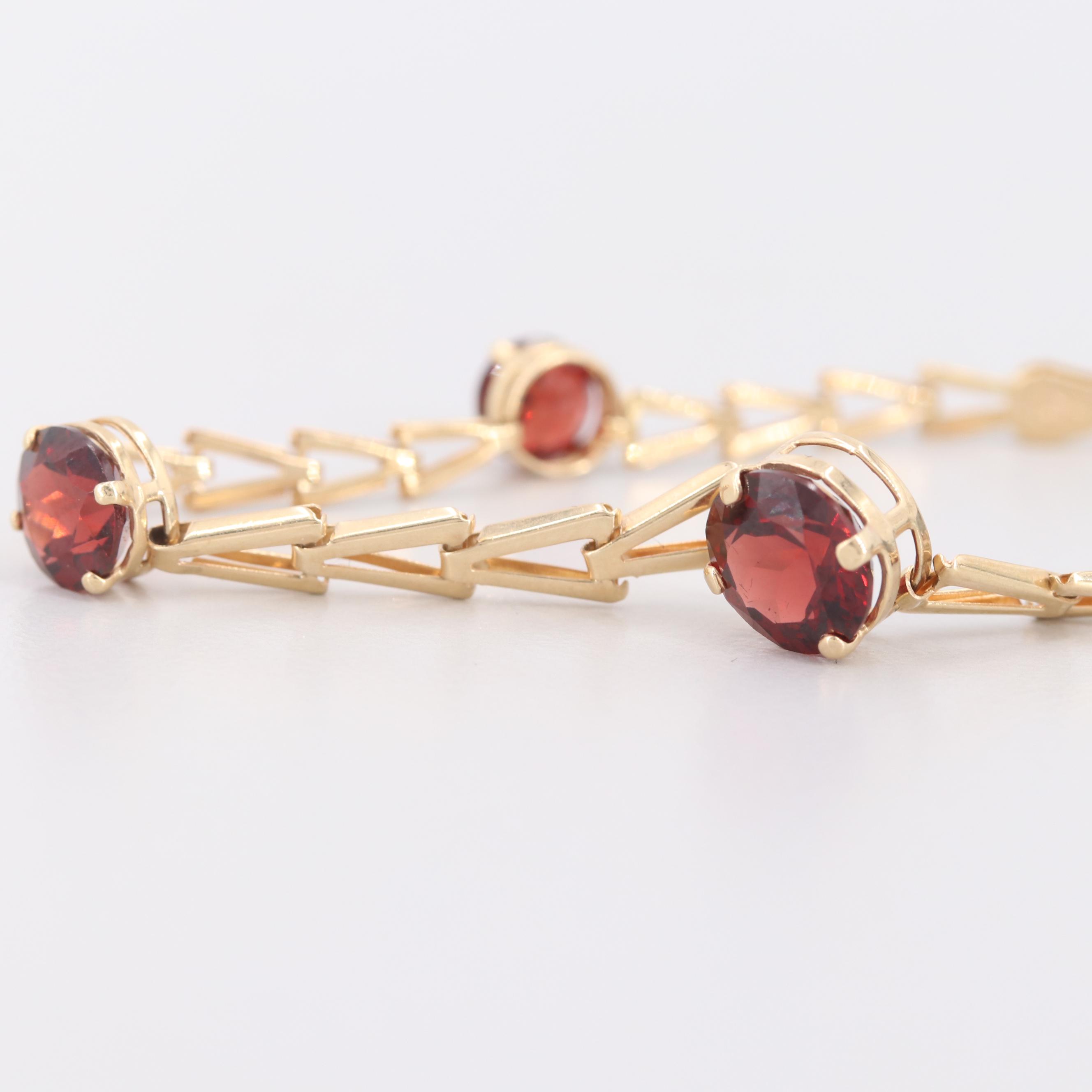 14K Yellow Gold Garnet Bracelet